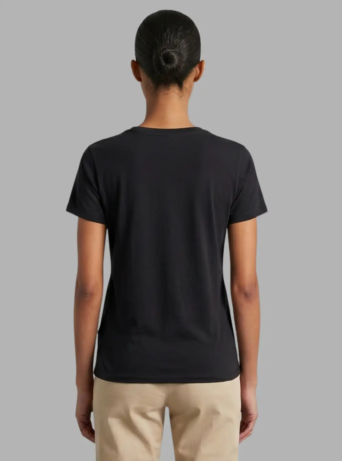 Women's Black Crew Neck Printed Cotton Jersey Short Sleeve T-Shirt by Boer and Fitch