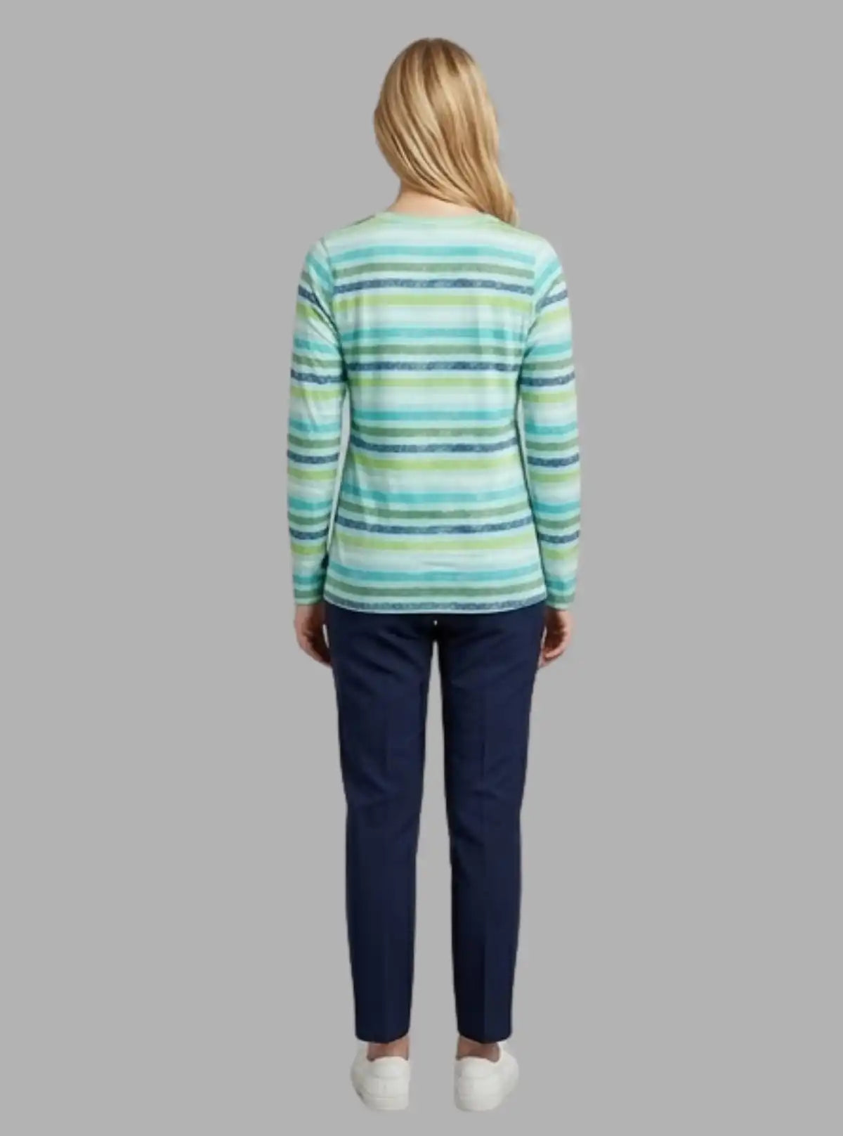 Women’s Green Striped V-Neck Top – Stylish & Comfortable | Boer & Fitch