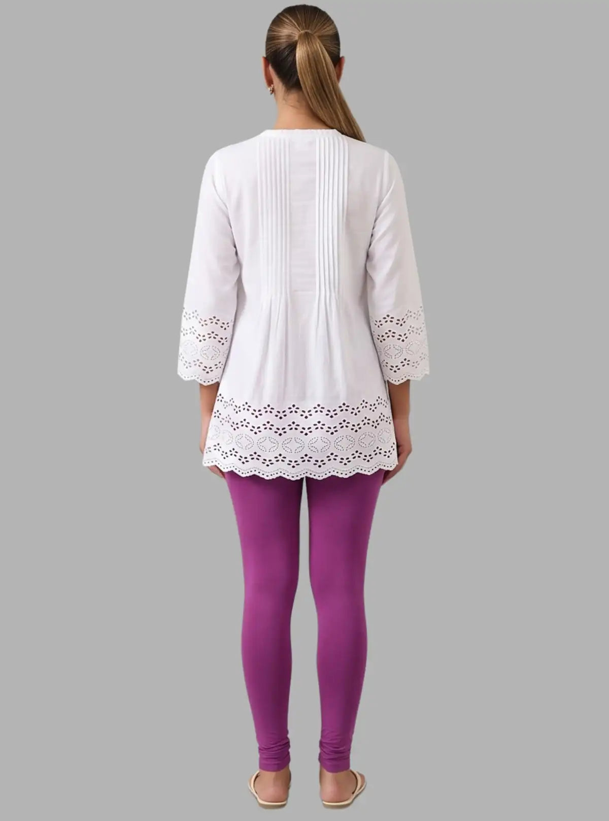 Women's Purple Ankle Legging – Cotton Elastane Feather-Touch Jersey by Boer & Fitch