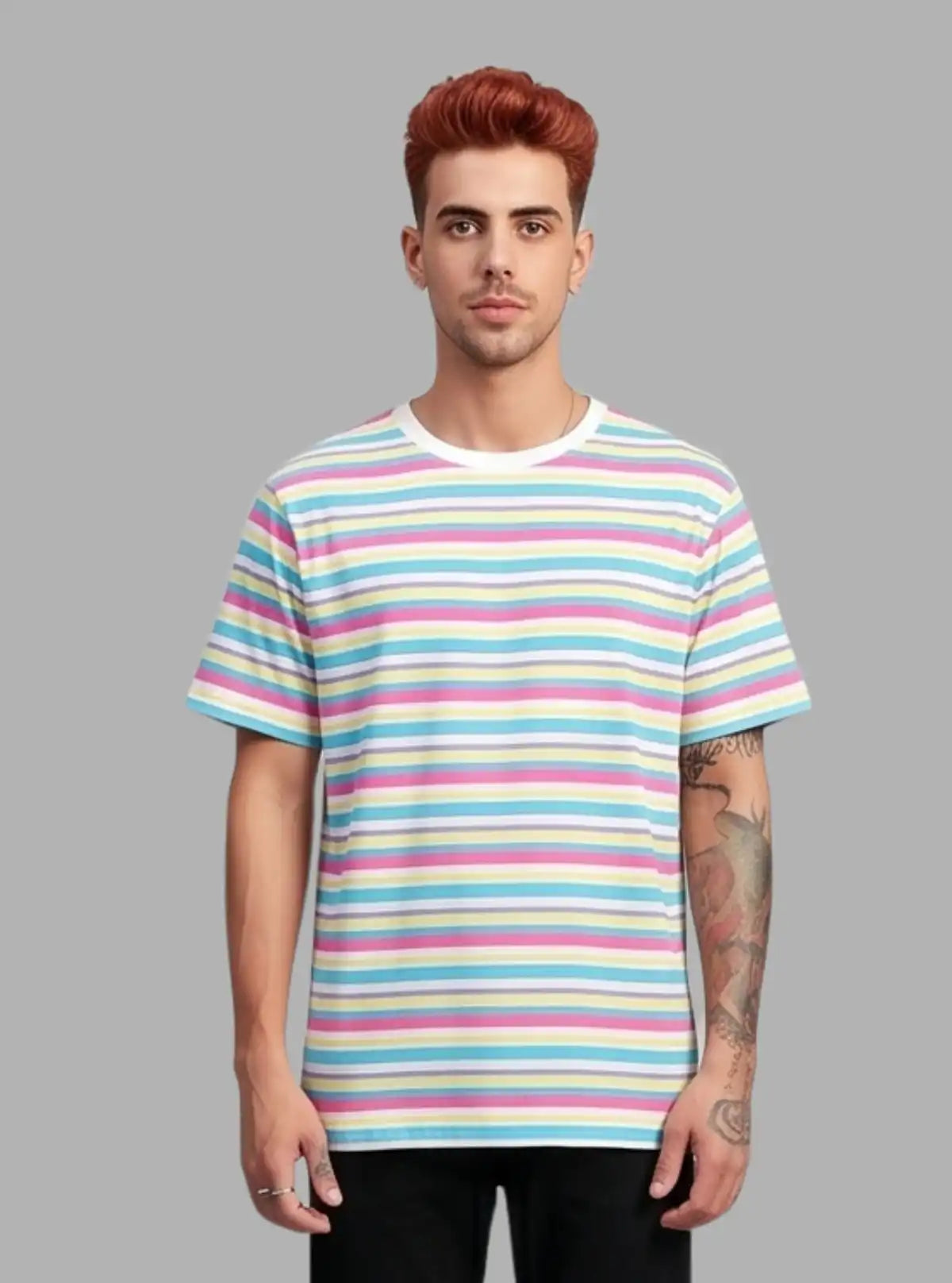 Elegant Multicolor Striped T-Shirt for Men – Boer and Fitch