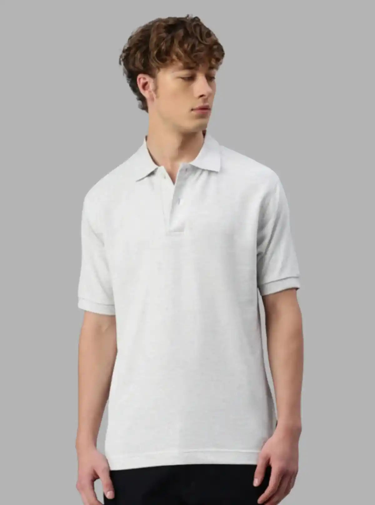 Men’s White Melange Polo T-Shirt with Collar & Cuff | 100% Cotton Piqué Knit | Boer & Fitch