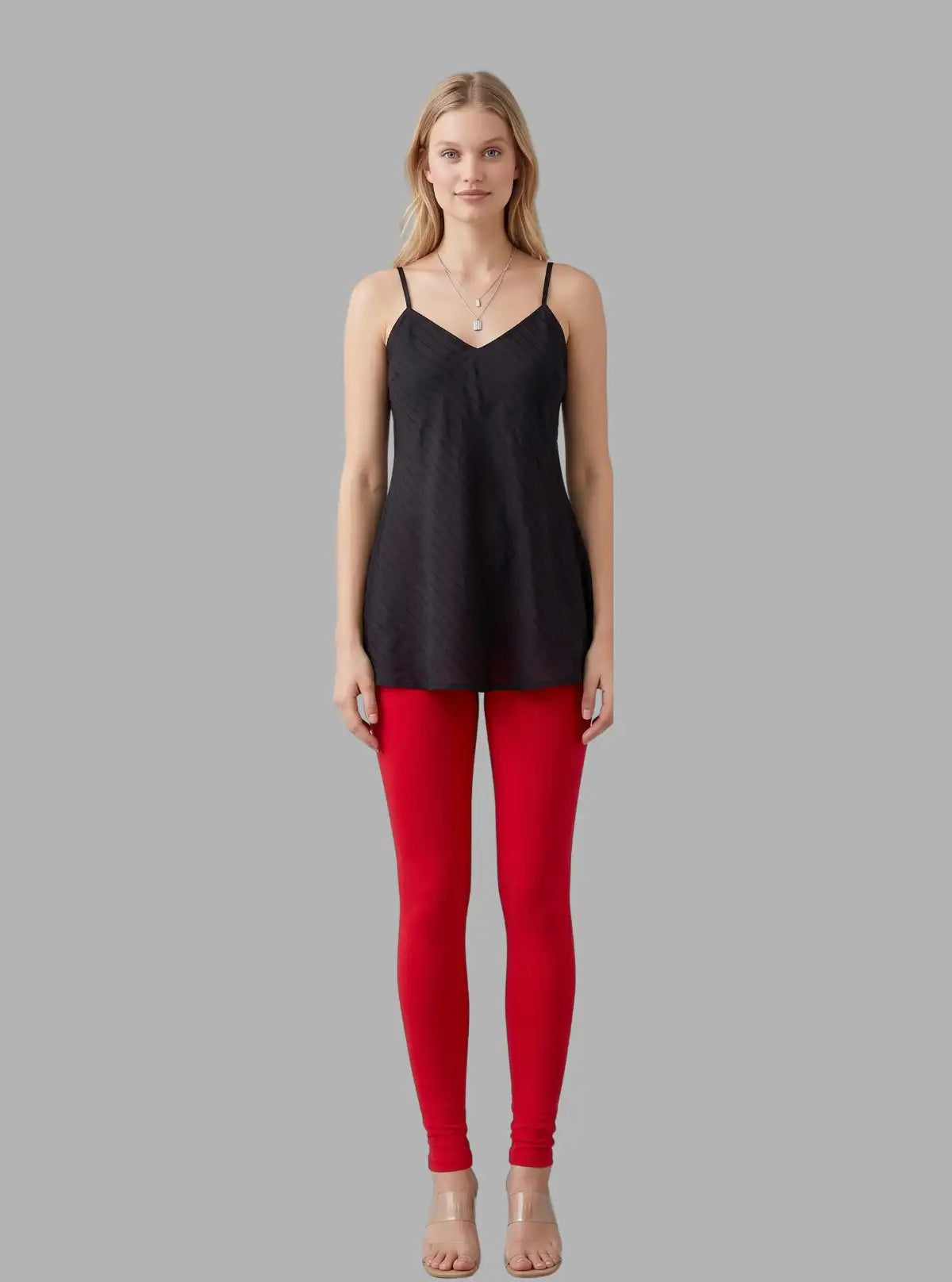 Women's Red Ankle Legging – Ultra-Soft Cotton Stretch Fit by Boer & Fitch