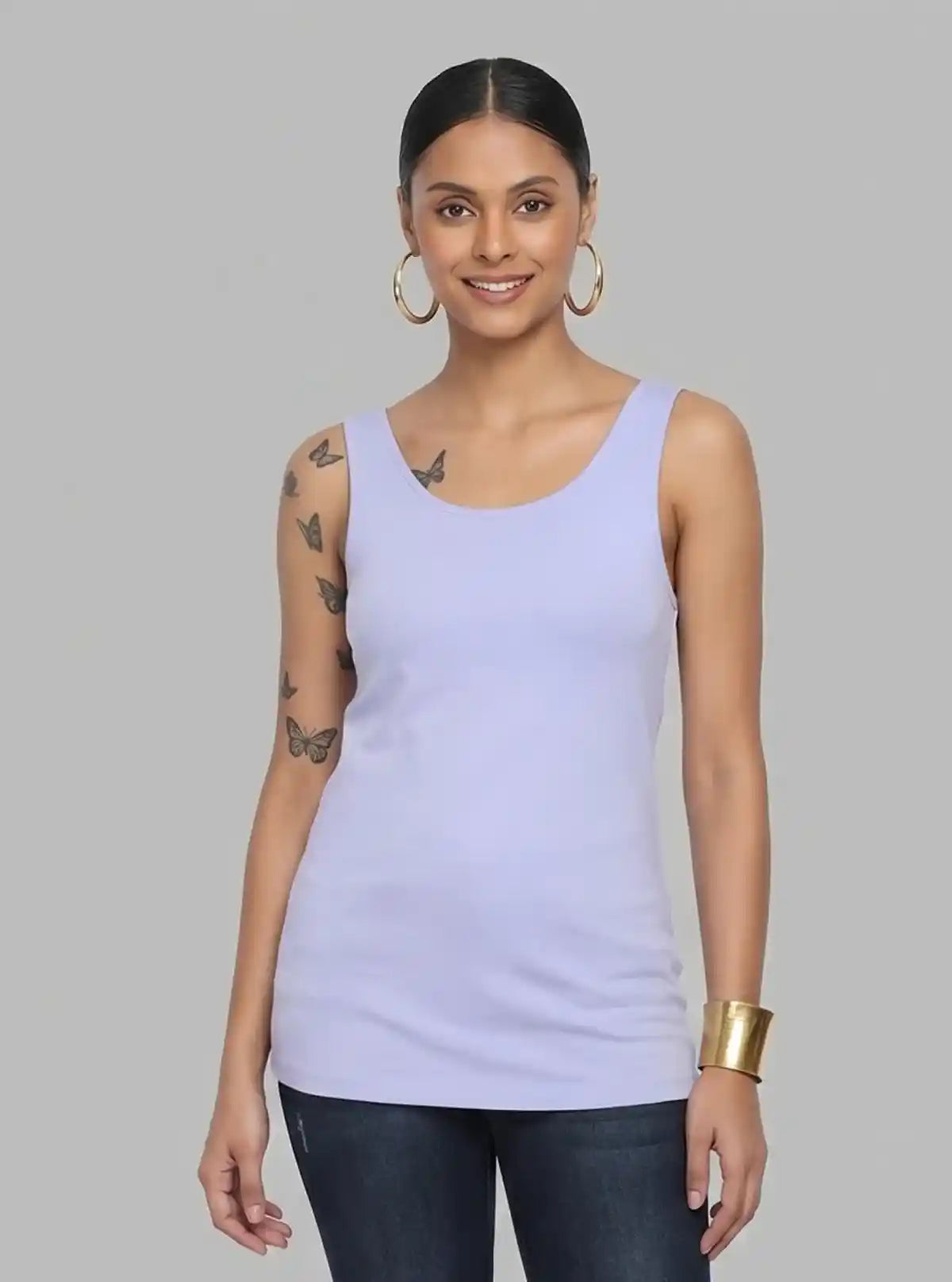 Women's Lavender Sleeveless Cotton Elastane Jersey Top by Boer and Fitch