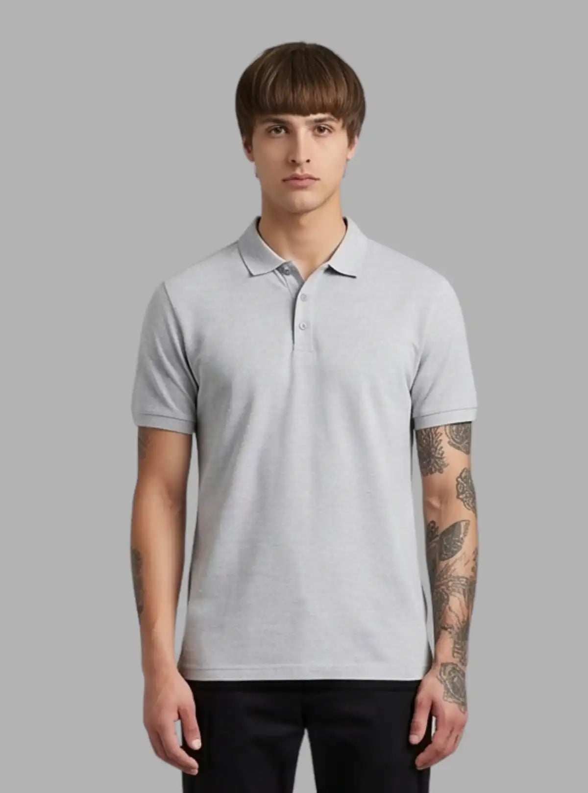 Men’s Grey Melange Polo T-Shirt – Effortless Style in Everyday Comfort