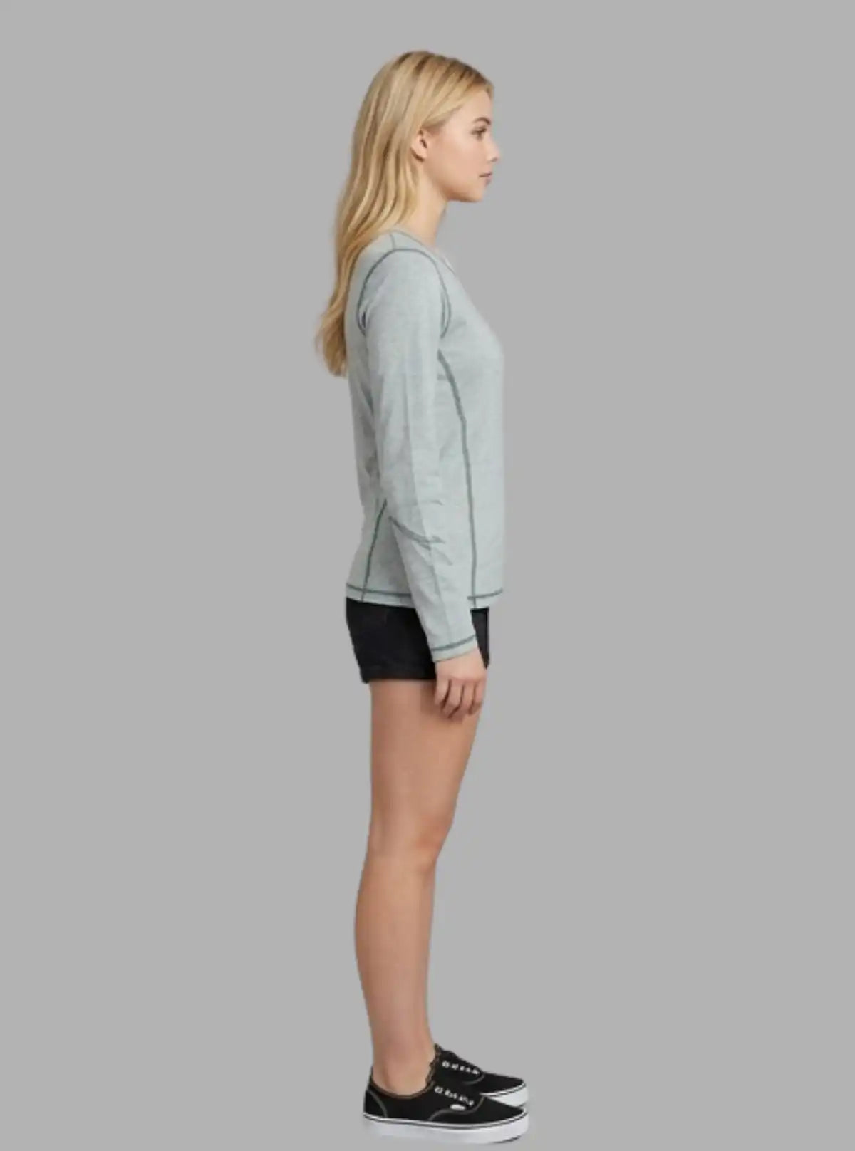 Women’s Grey Melange  Long Sleeve T-Shirt – Casual Cotton Tee | Boer & Fitch