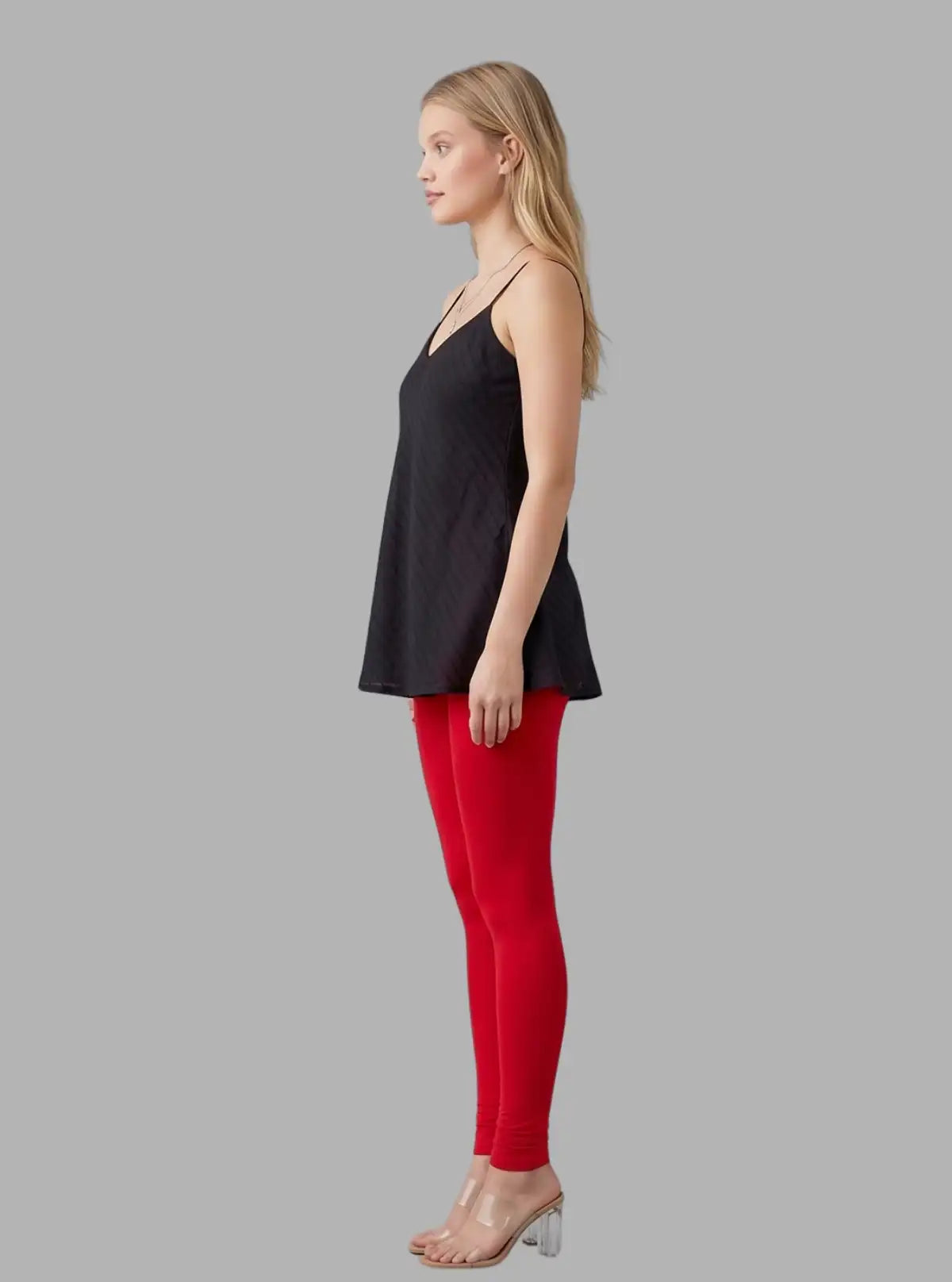 Women's Red Ankle Legging – Ultra-Soft Cotton Stretch Fit by Boer & Fitch