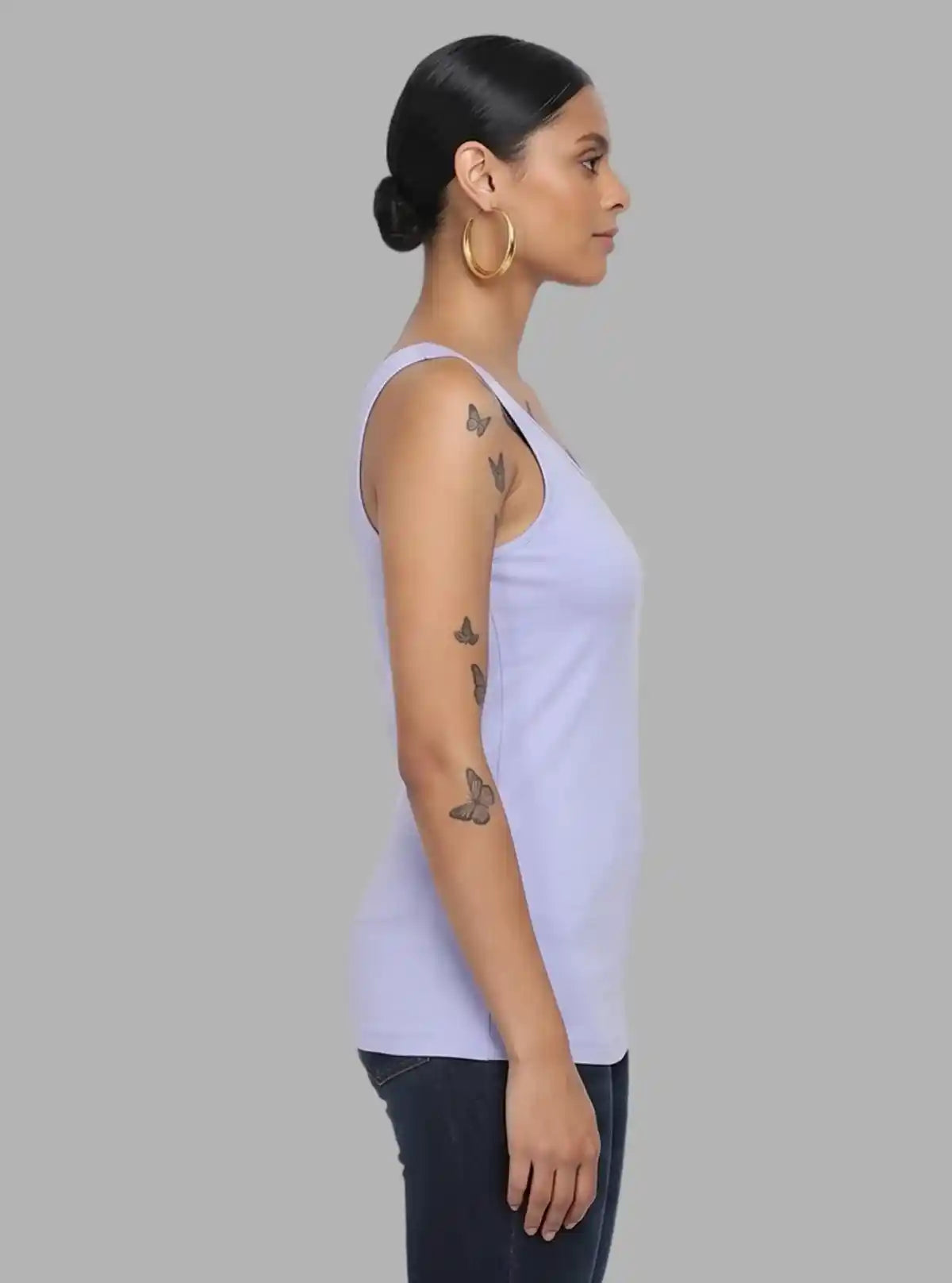 Women's Lavender Sleeveless Cotton Elastane Jersey Top by Boer and Fitch