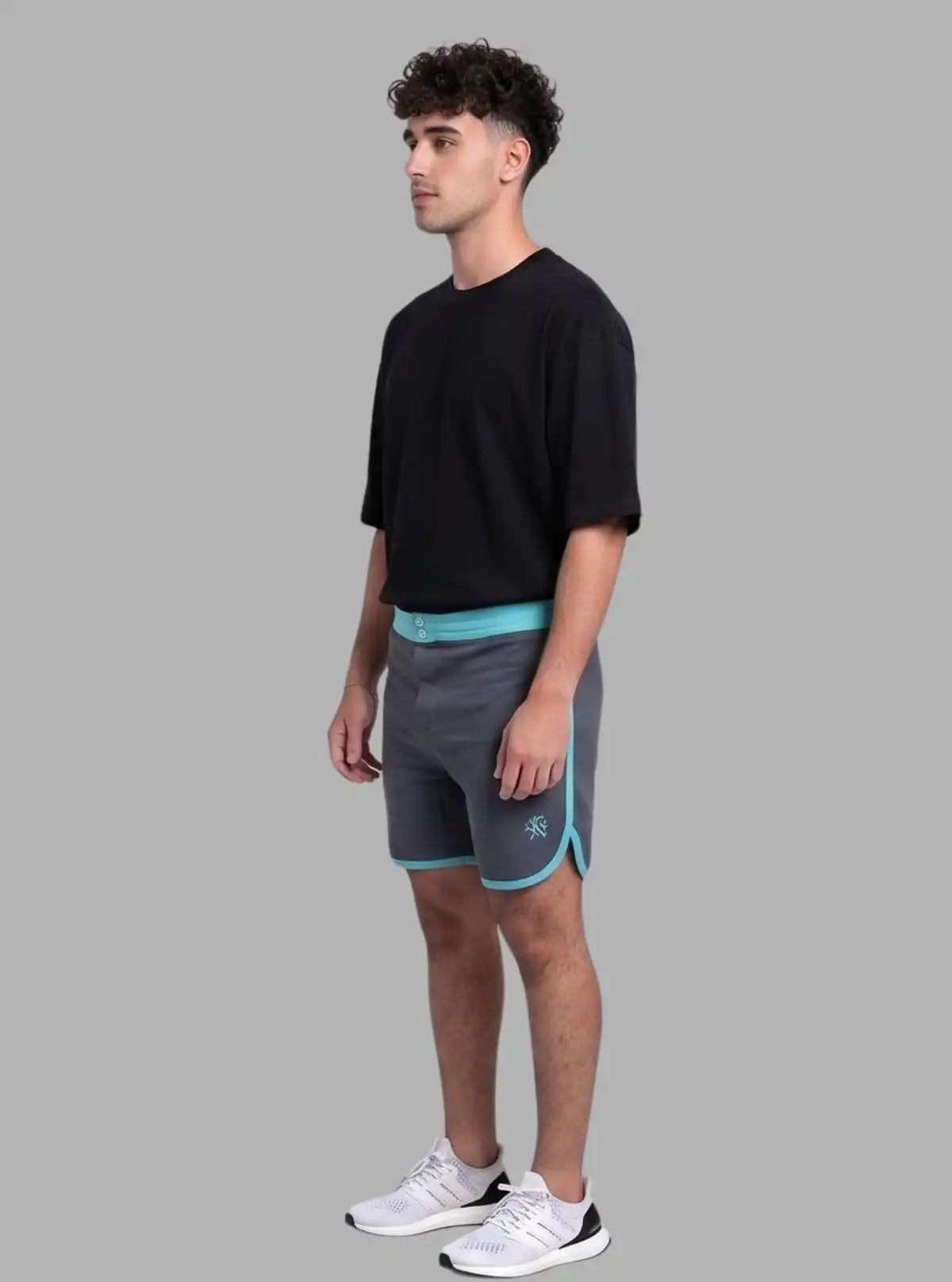 Men’s Blue Contrast Fleece Shorts – Bold Comfort with Athletic Edge