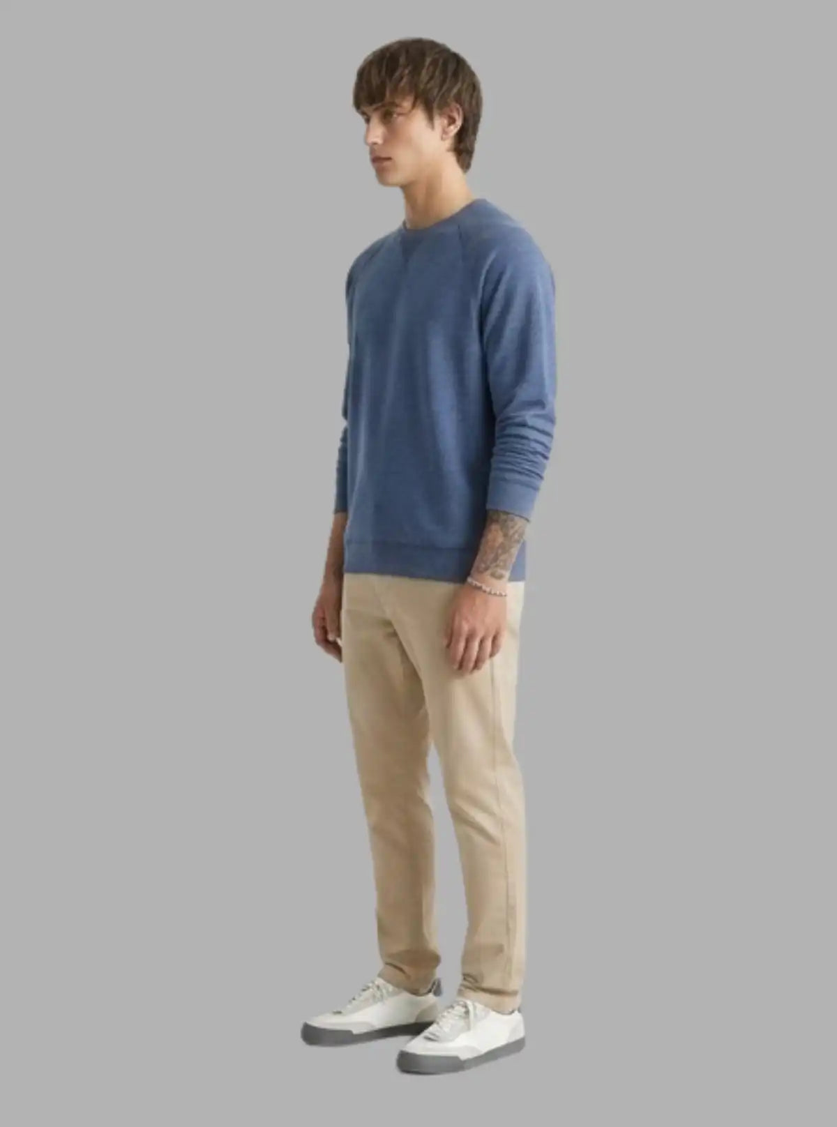 Men’s Blue Melange V-Cut Fleece Sweatshirt – Smart, Soft & Versatile