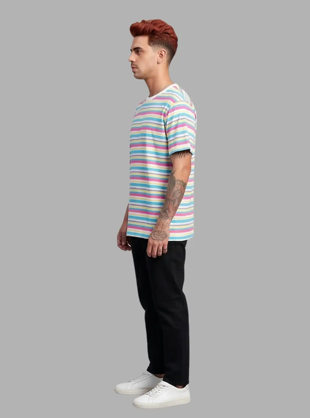 Elegant Multicolor Striped T-Shirt for Men – Boer and Fitch