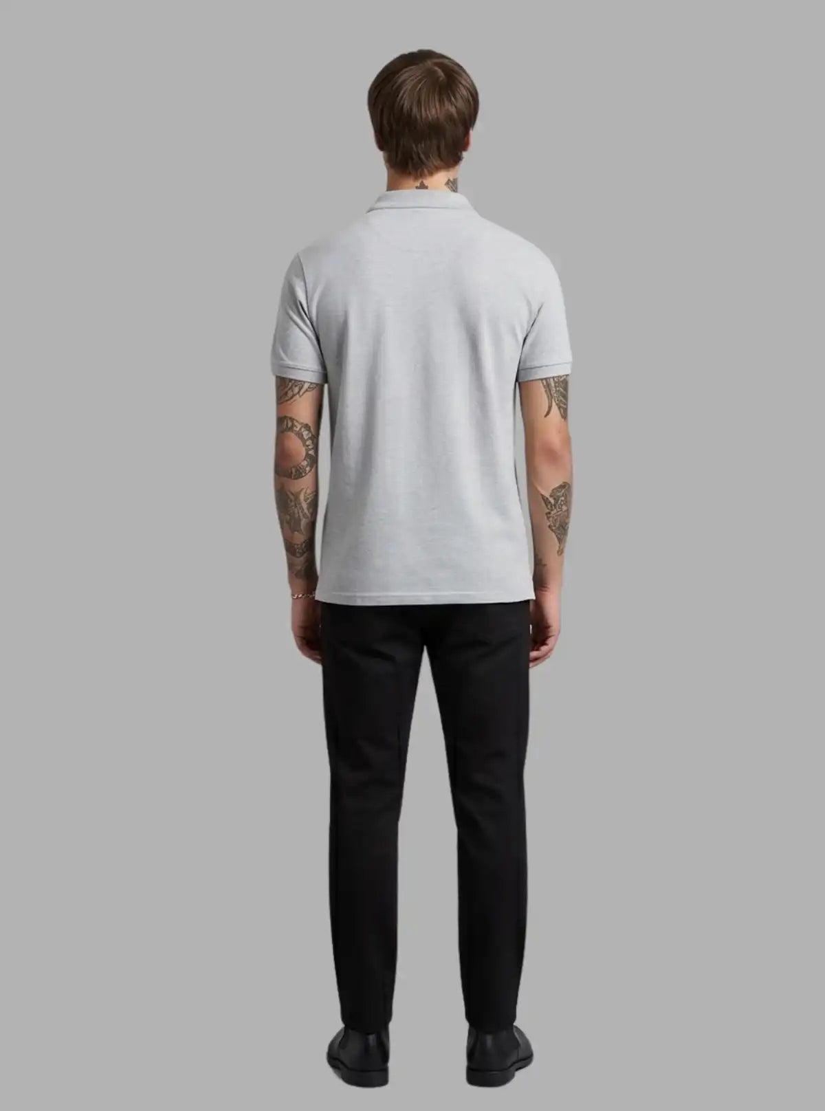 Men’s Grey Pique Polo T-Shirt – Classic Fit, Breathable & Timeless Style