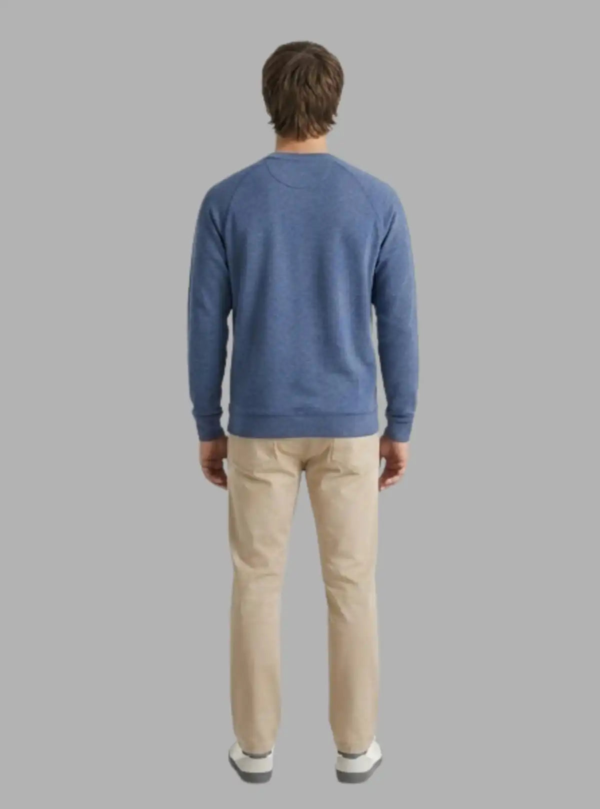 Men’s Blue Melange V-Cut Fleece Sweatshirt – Smart, Soft & Versatile