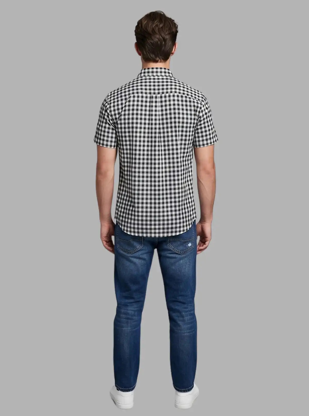 Black Checked Regular Fit Half Sleeve Shirt for Men – Casual Style by Boer and Fitch