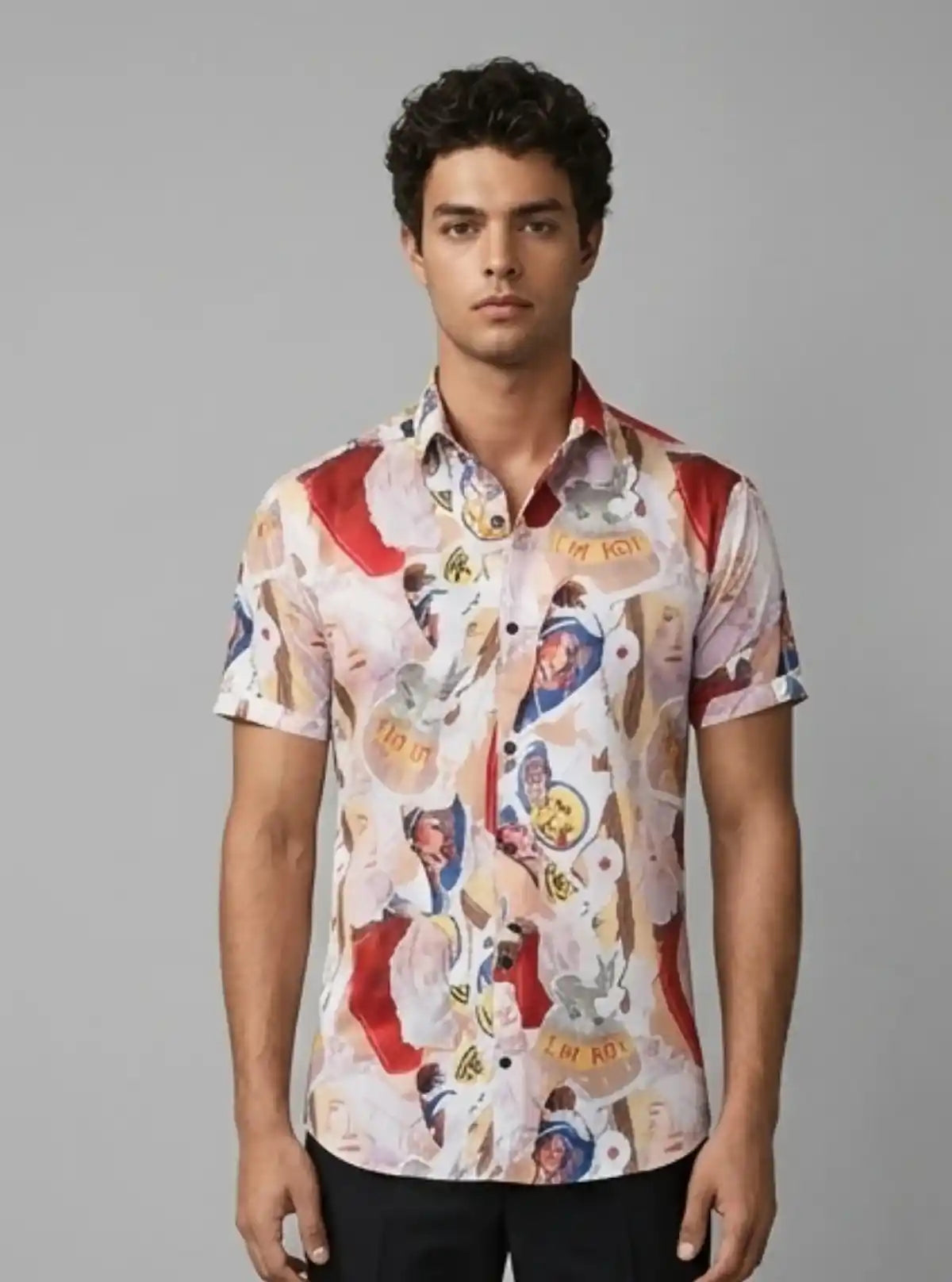 Men's Urban Art Printed Poly Shirt – Edgy Streetwear Style by Boer and Fitch