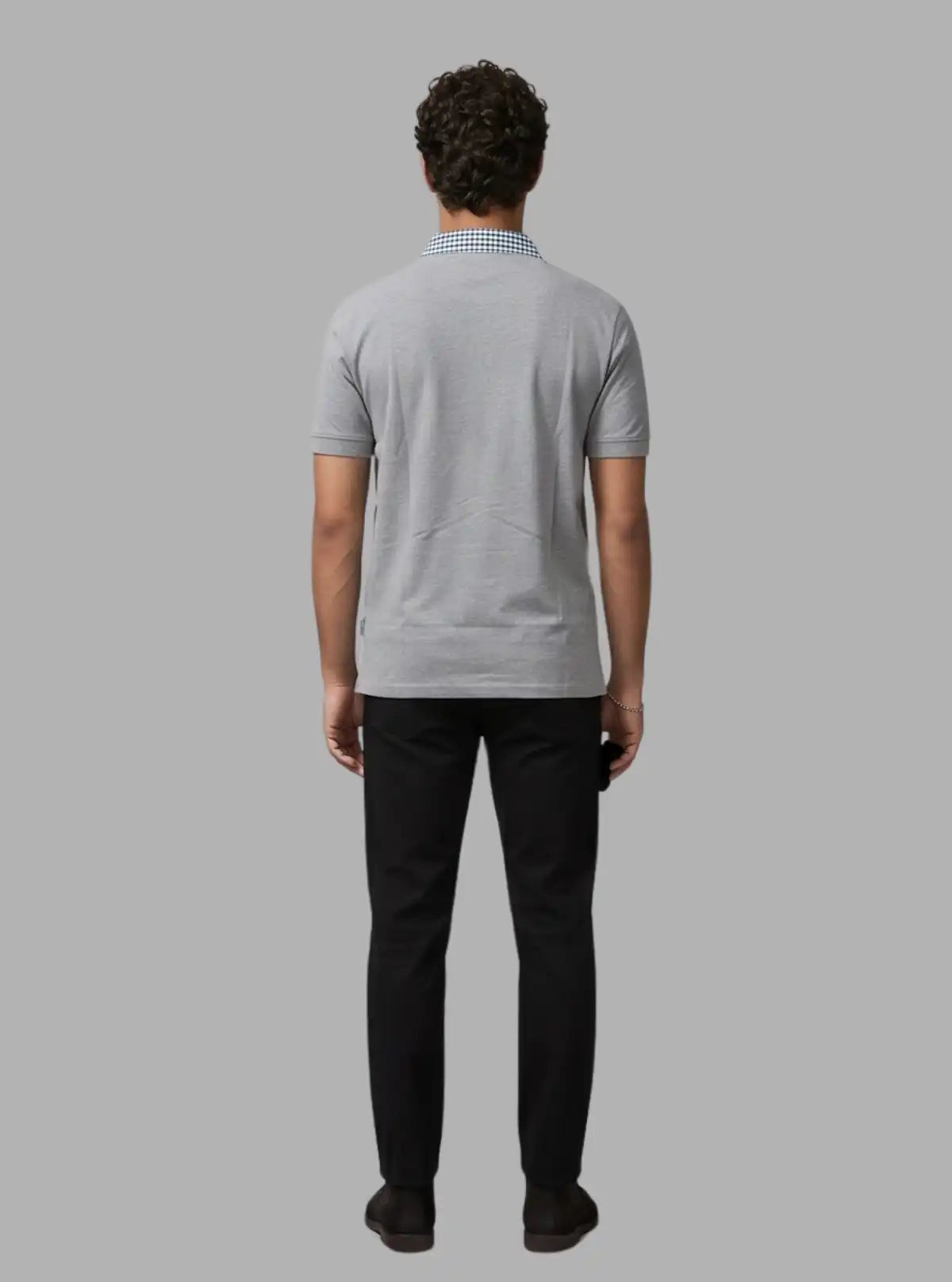 Grey Mélange Green Collar Polo T-Shirt for Men – Stylish Casual by Boer and Fitch