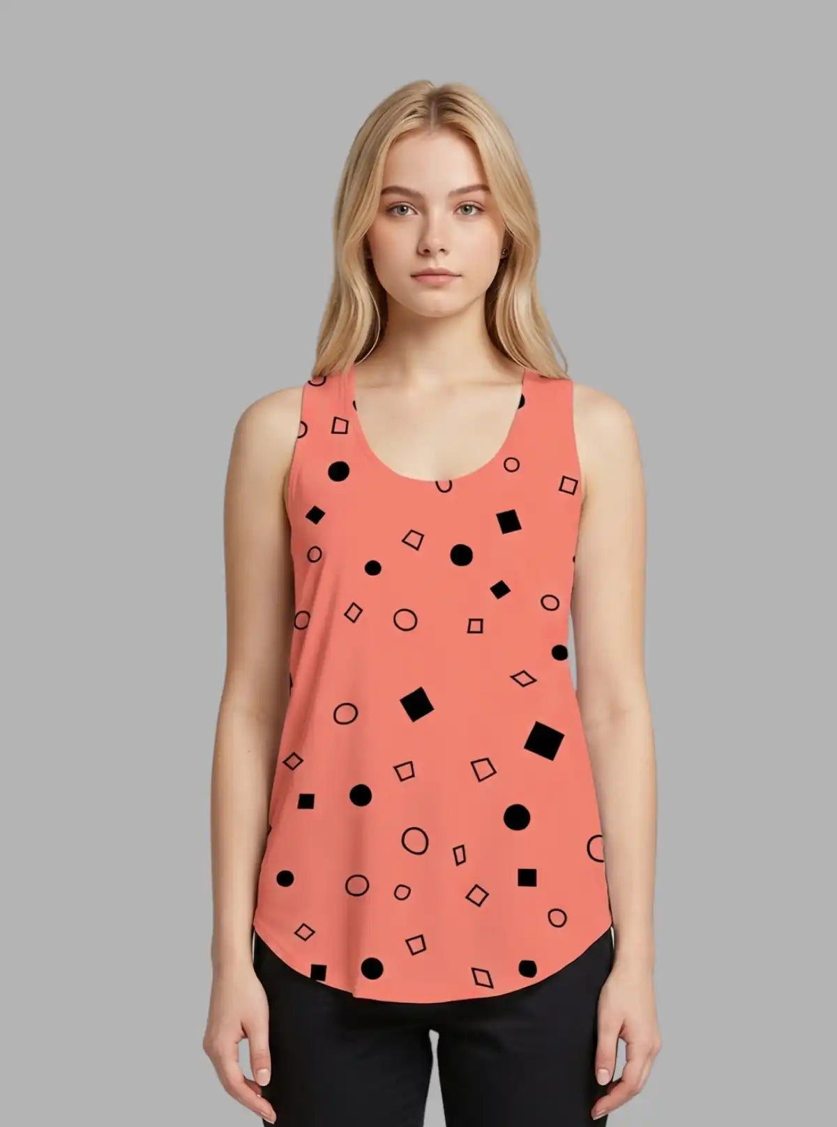 Women’s Square Graphic Designer Sleeveless T-Shirt – Trendy & Comfortable | Boer & Fitch