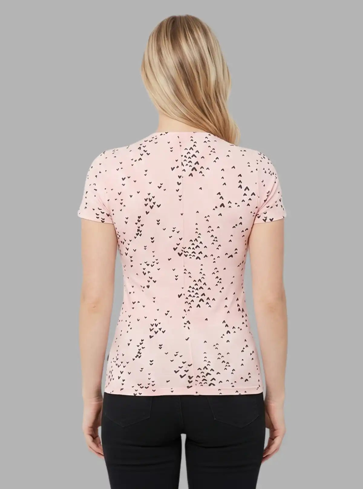 Women's Pink Heart Print T-Shirt – Cute Short Sleeve Tee by Boer and Fitch