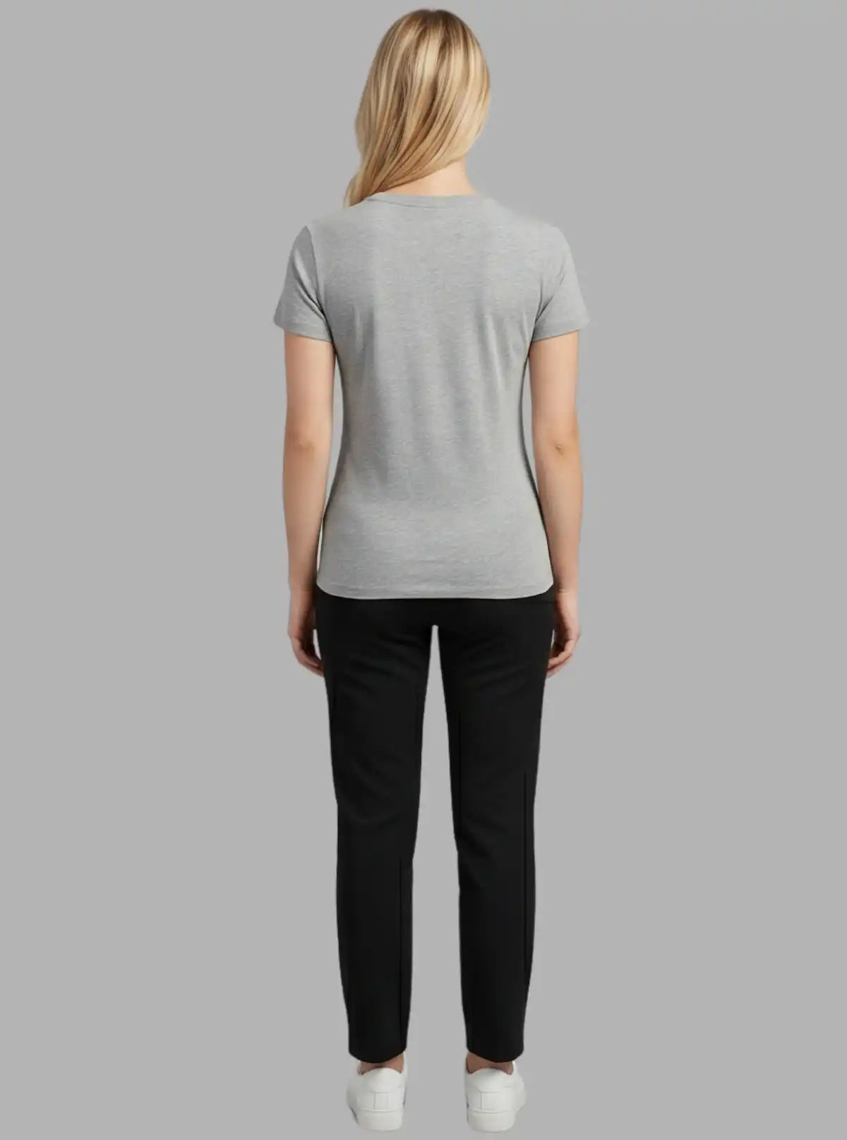 Women’s Grey Melange V-Neck Short Sleeve Cotton Jersey T-Shirt by Boer and Fitch
