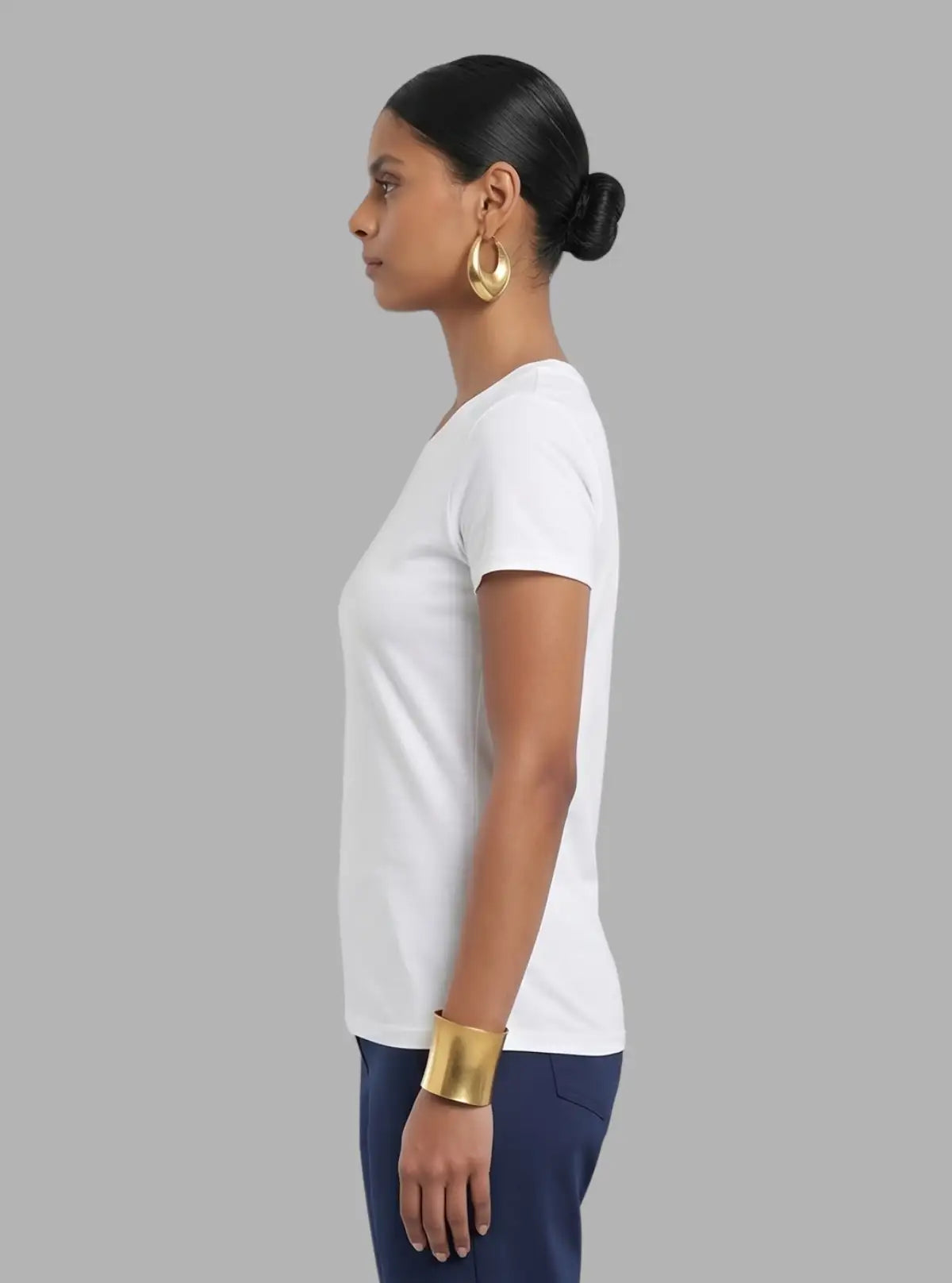 Women's White Slub Jersey Printed Crew Neck Cotton Short Sleeve T-Shirt by Boer and Fitch