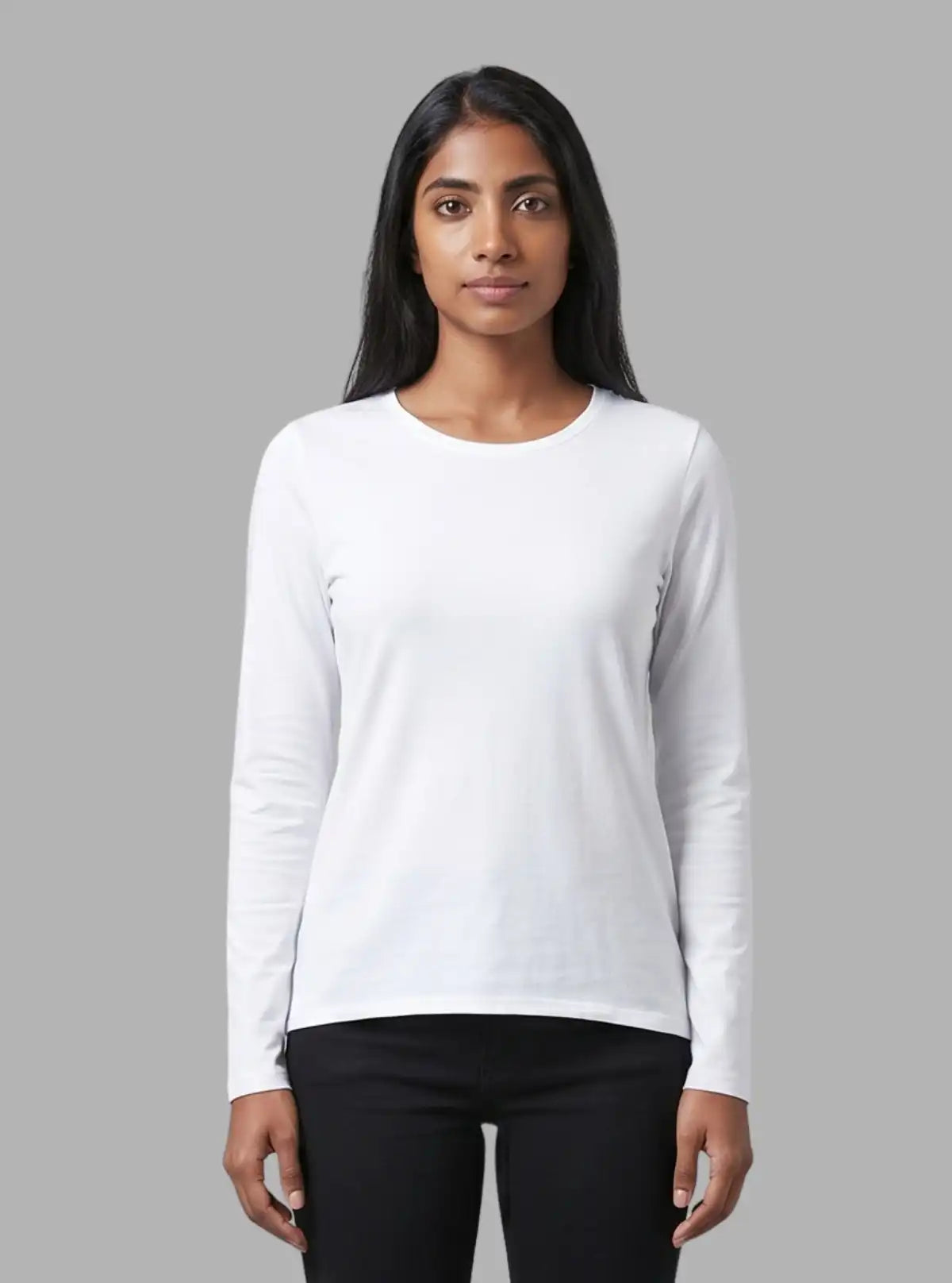 Women's Grey Crew Neck Cotton Jersey Long Sleeve T-Shirt by Boer and Fitch