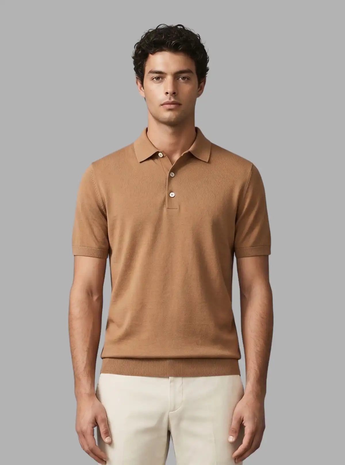 Boer & Fitch Men’s Walnut Cotton Piqué Polo T-Shirt