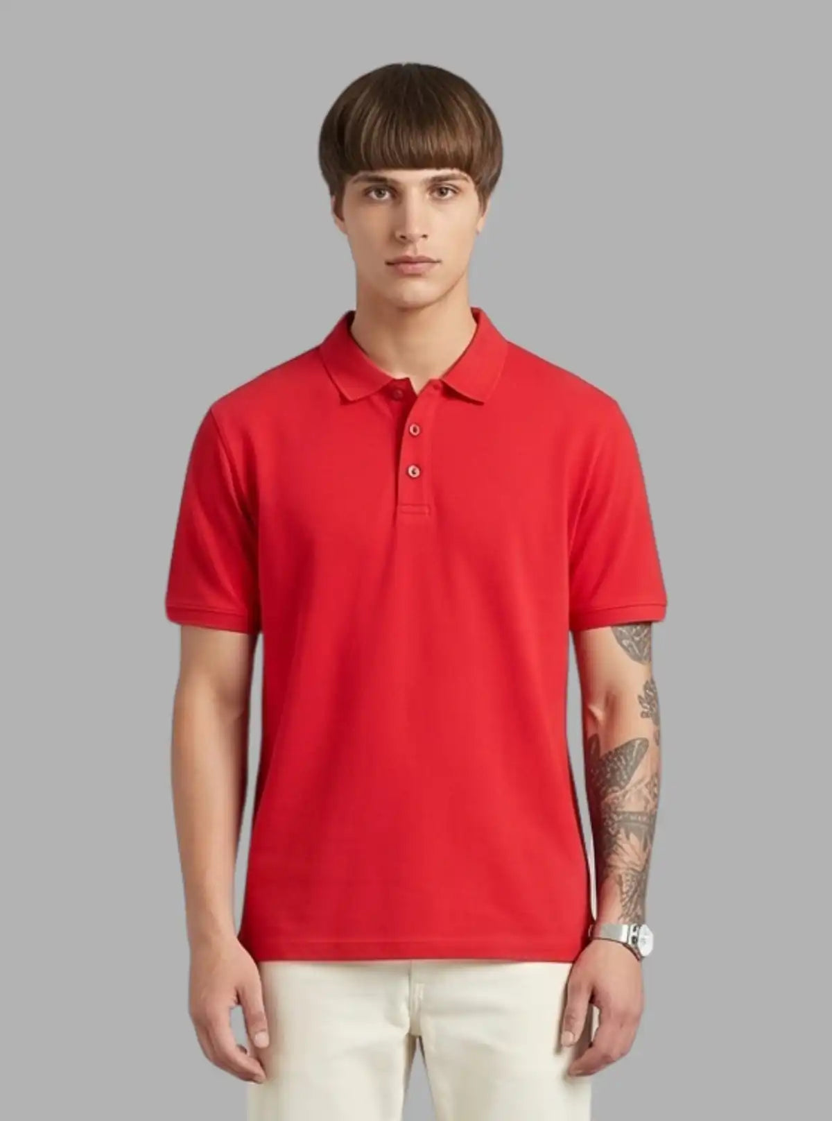 Men’s Red Polo T-Shirt with Collar & Cuff | 100% Cotton Piqué Knit | Boer & Fitch
