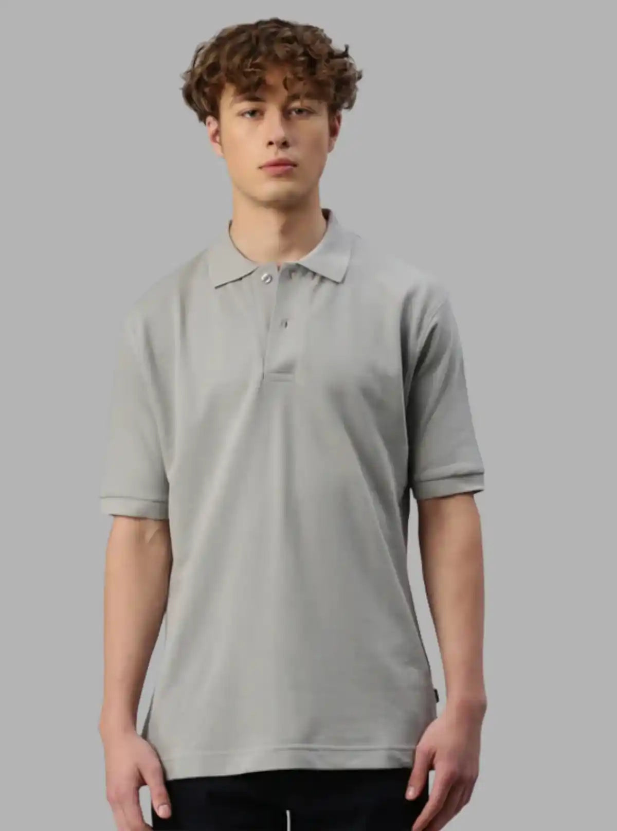 Men’s Grey Pique Polo T-Shirt – Classic Fit, Breathable & Timeless Style