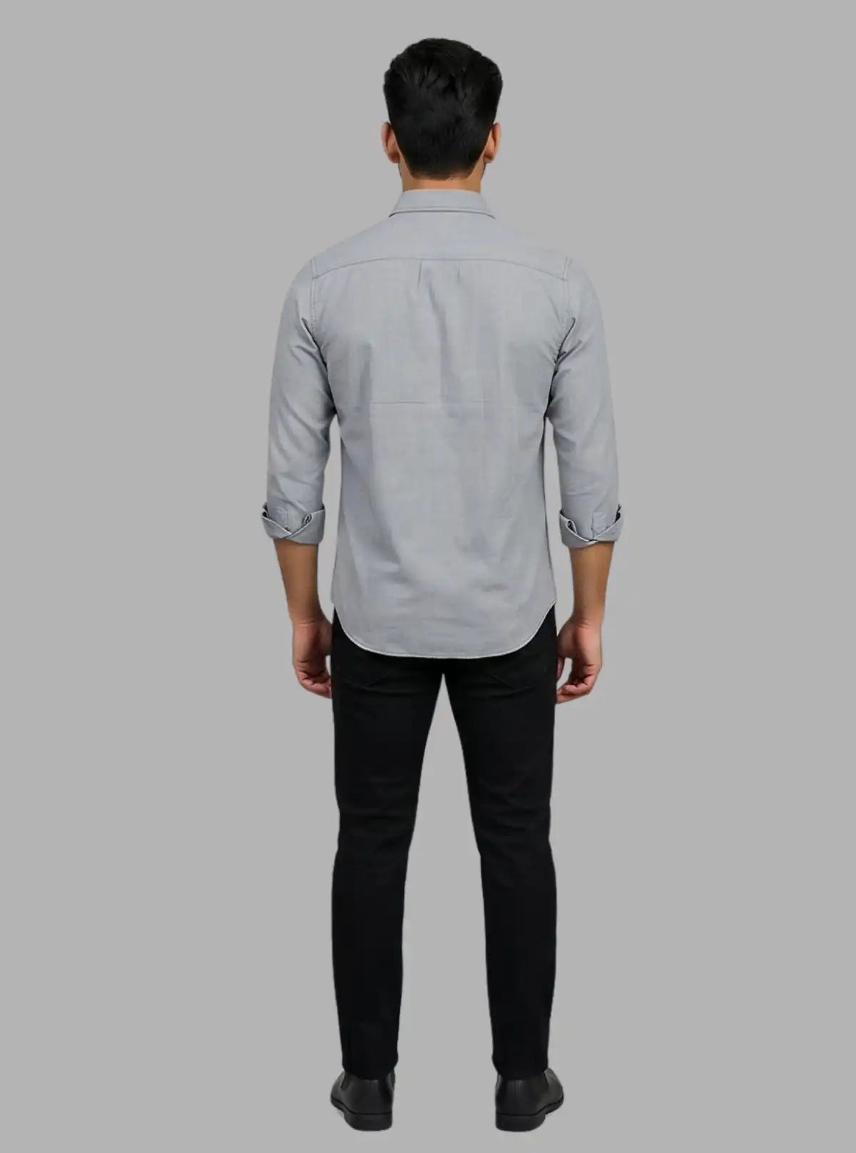 Solid Grey Slim Fit Shirt for Men – Smart Casual by Boer and Fitch