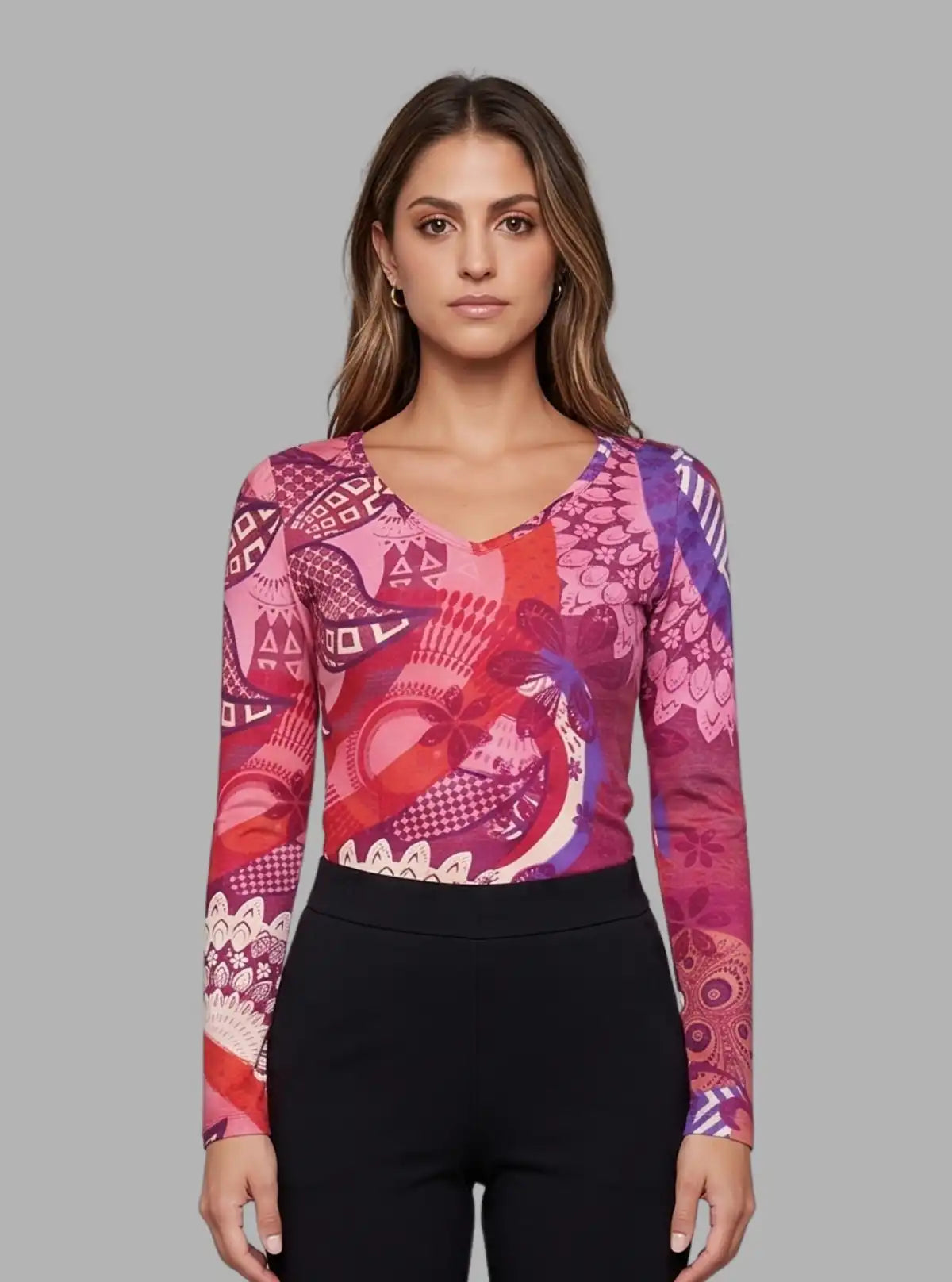 Women’s Long Sleeve Oasis Printed Cotton Top – Stylish Casual by Boer and Fitch