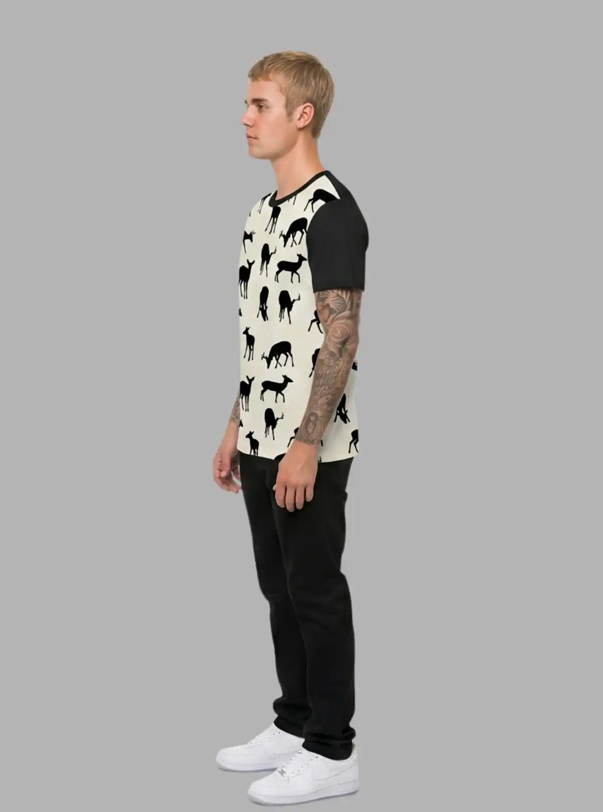 Ecru Melange Deer Print T-Shirt for Men – Boer and Fitch