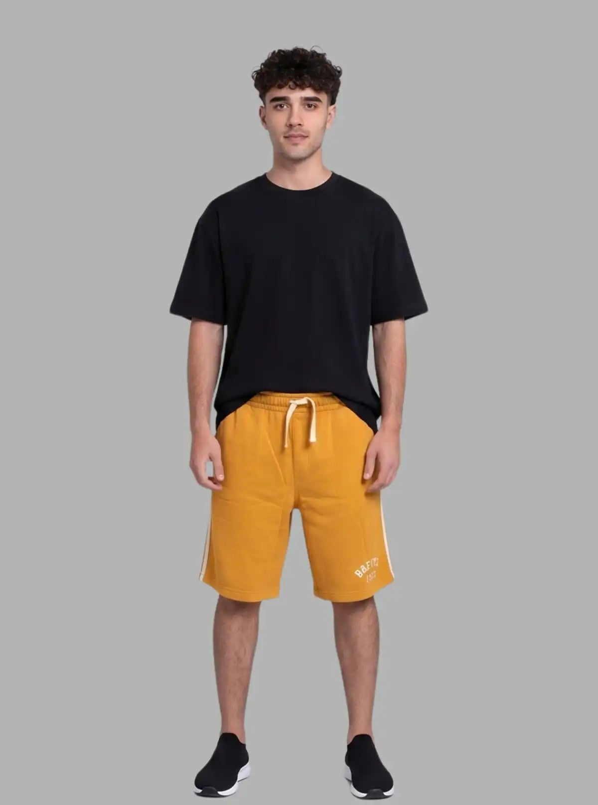 Golden Piping Fleece Shorts for Men – Casual Comfort Shorts by Boer and Fitch