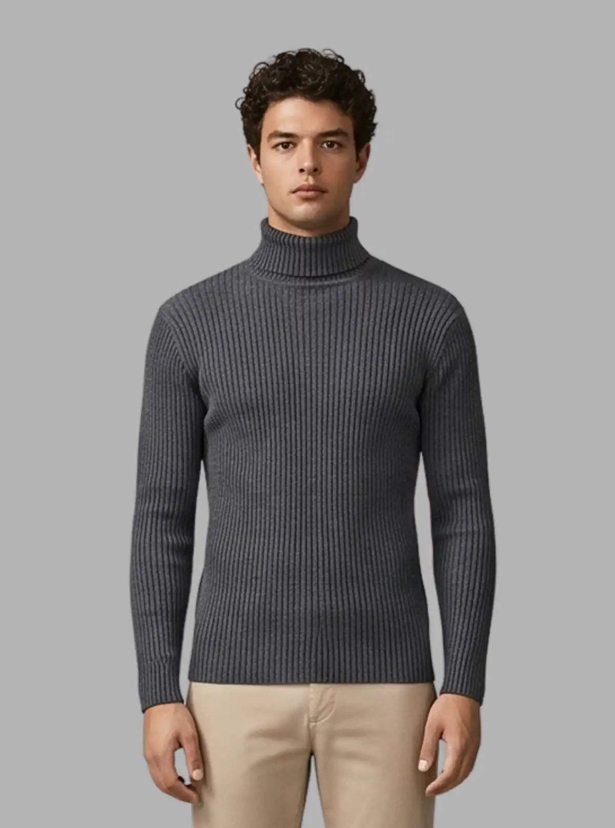 Men’s Charcoal Turtle Neck Sweatshirt – Warm & Stylish | Boer & Fitch