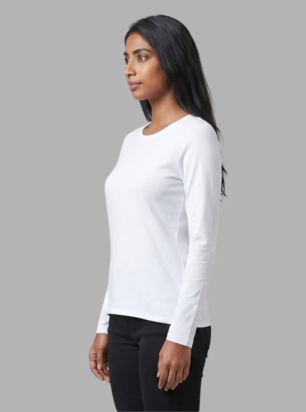 Women's Grey Crew Neck Cotton Jersey Long Sleeve T-Shirt by Boer and Fitch