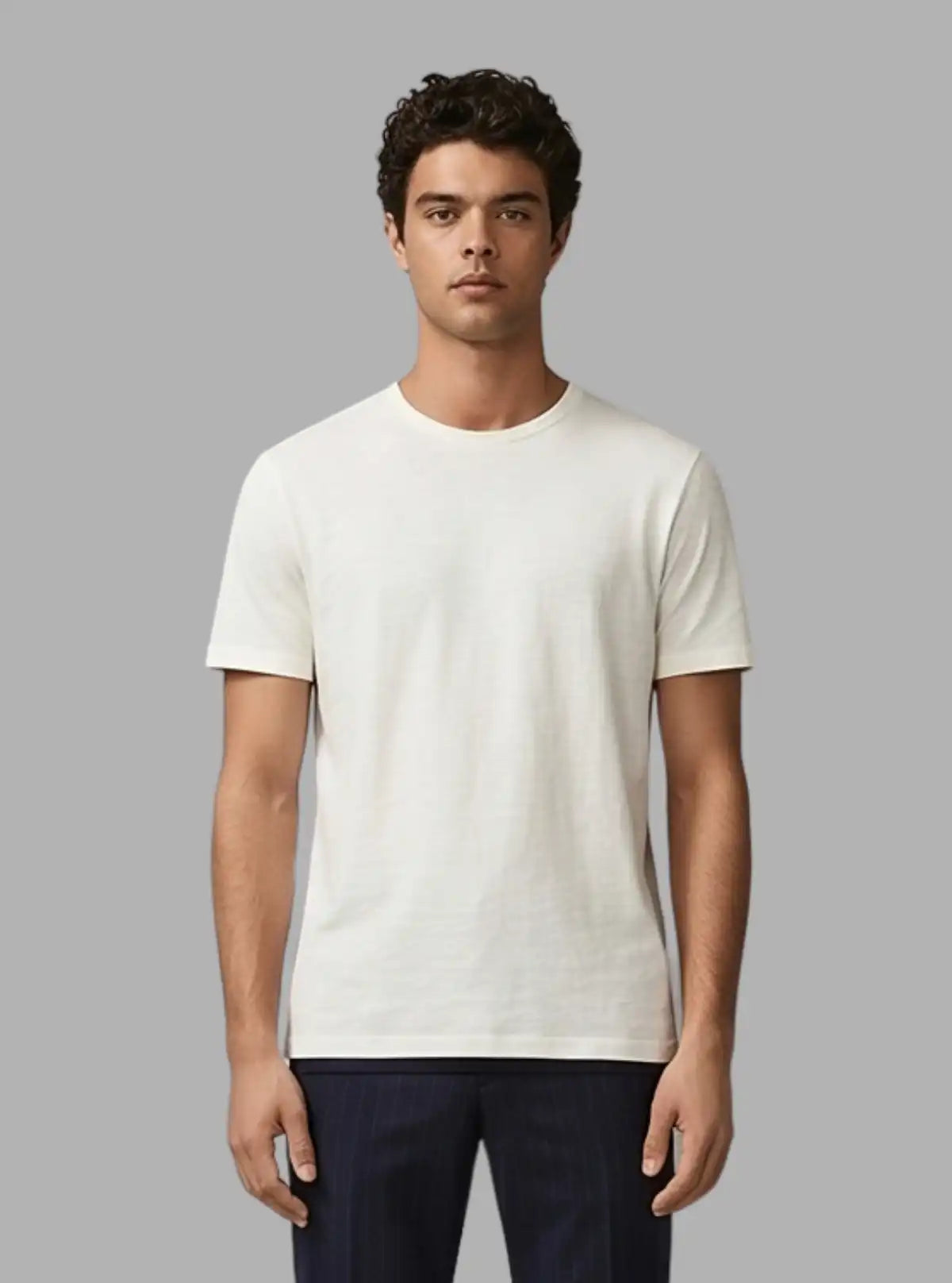 Men's White Slub Jersey Crew Neck Cotton Short Sleeve T-Shirt by Boer and Fitch