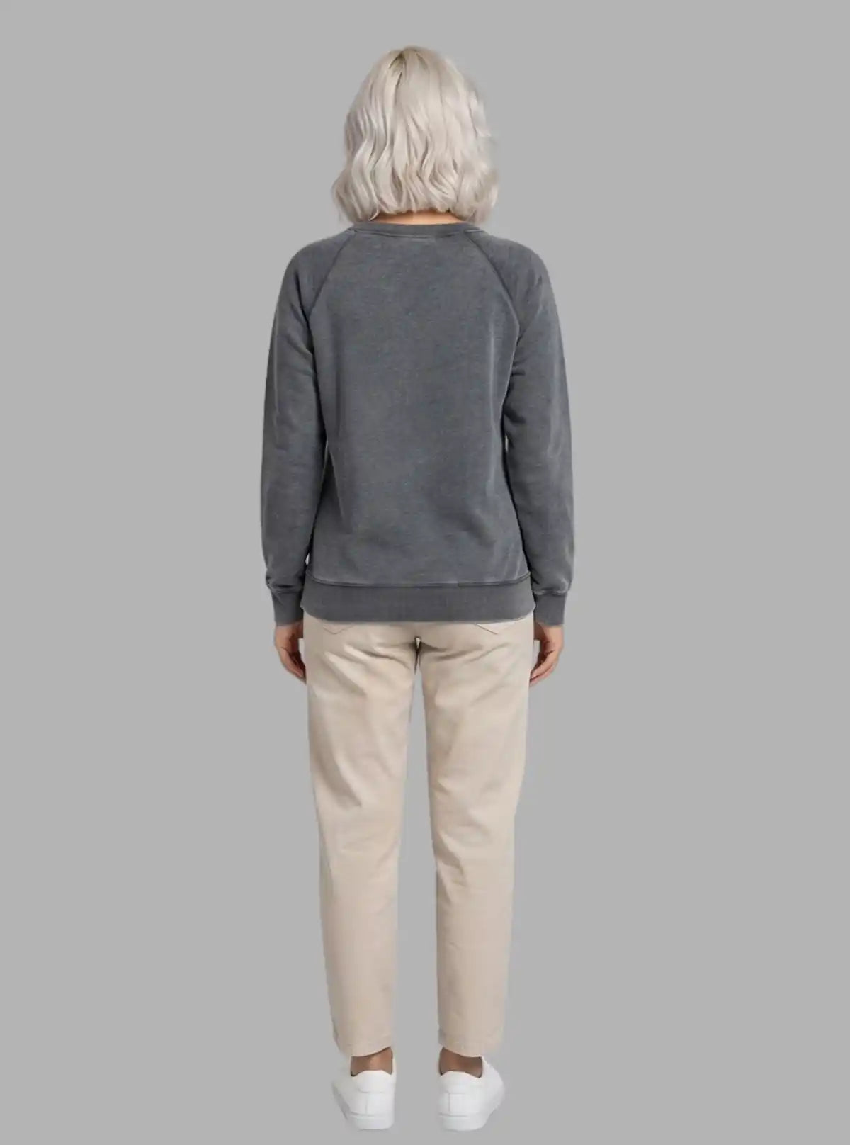 Women’s Black Garment Dyed Full Sleeve Cotton Fleece Pullover