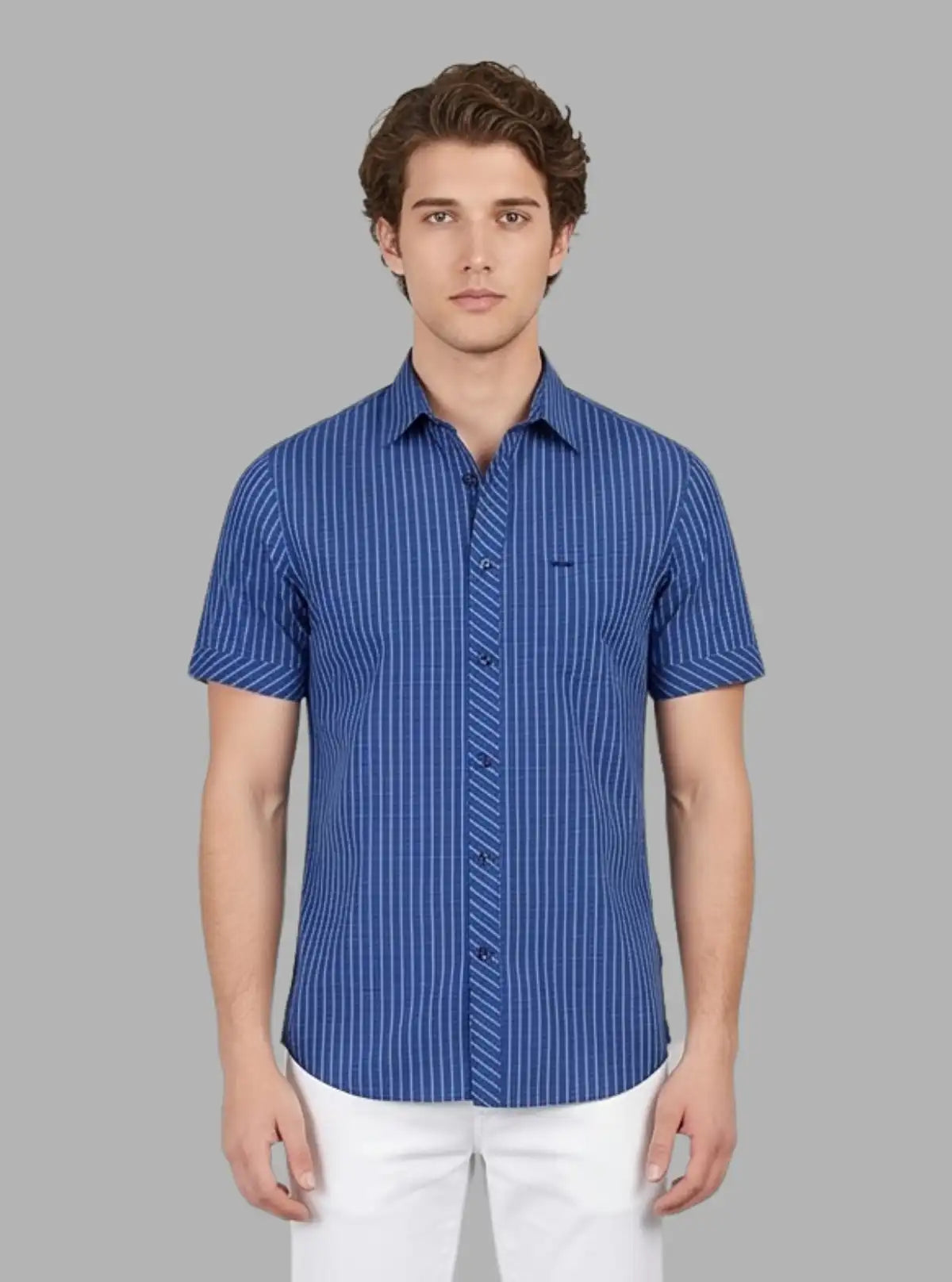 Blue Striped Slim Fit Shirt for Men – Smart Casual by Boer and Fitch