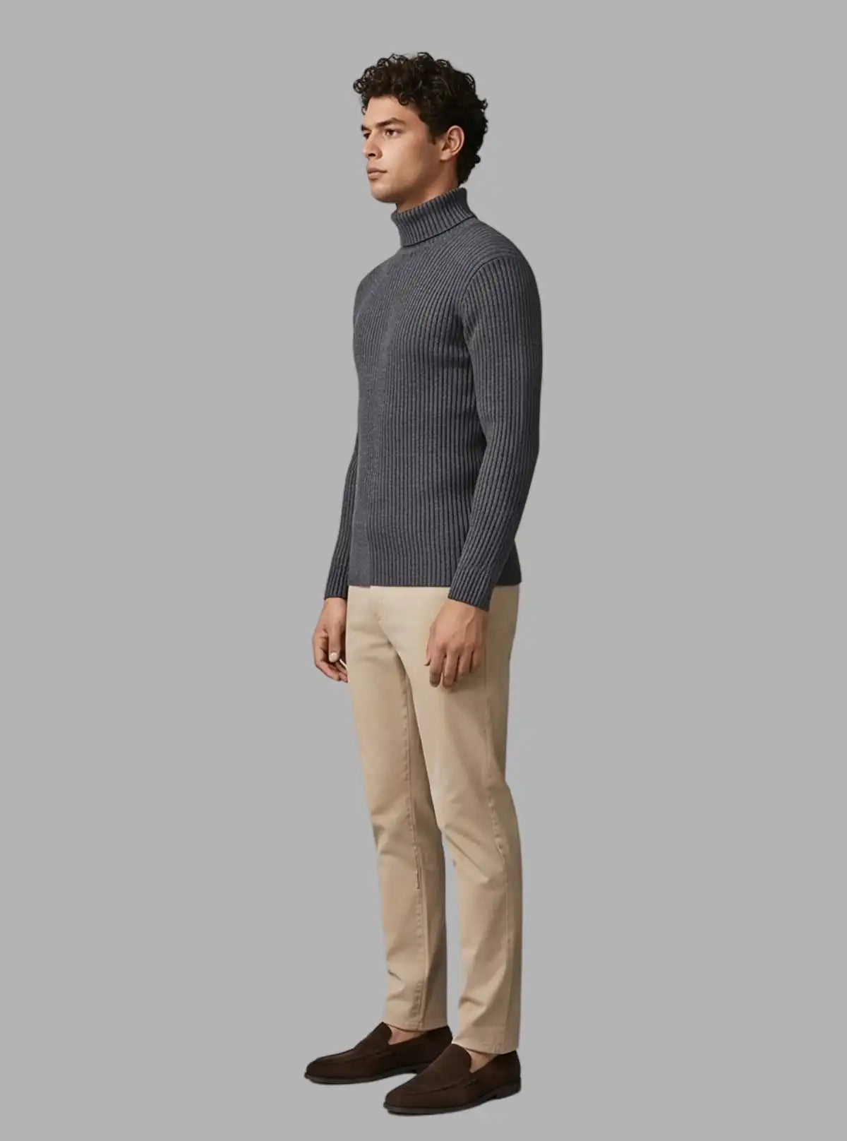 Men’s Charcoal Turtle Neck Sweatshirt – Warm & Stylish | Boer & Fitch