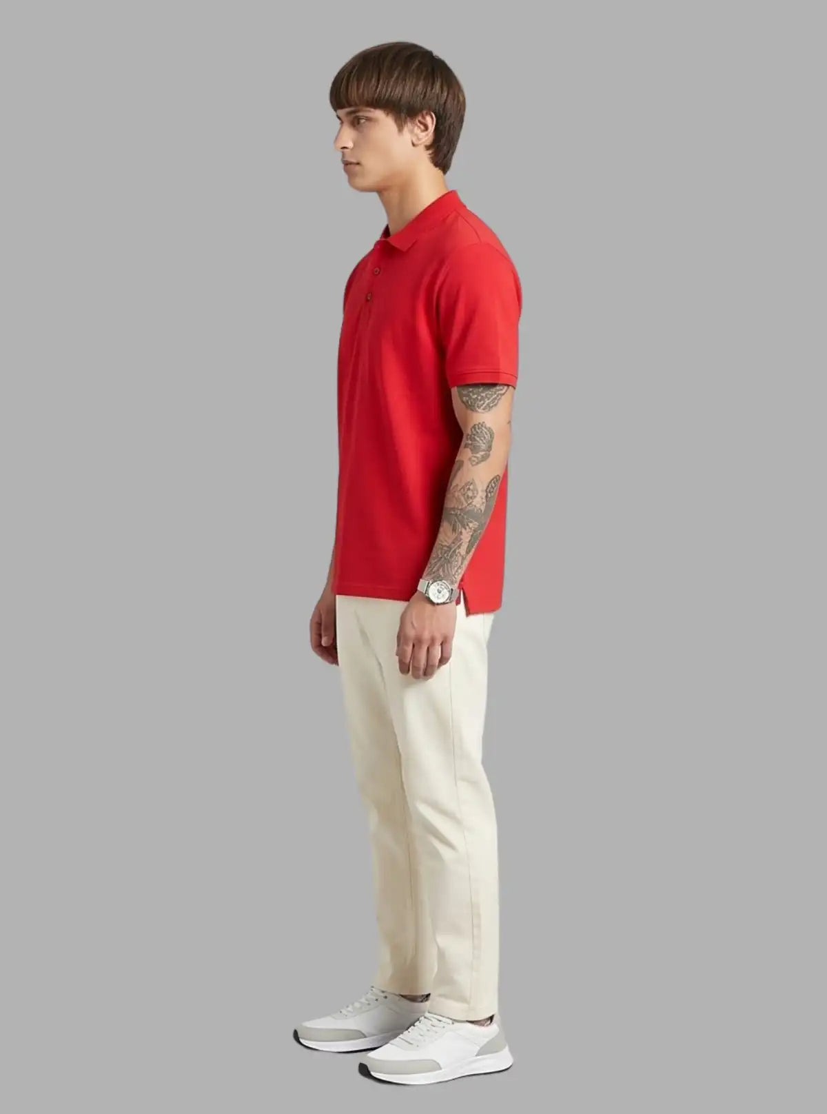 Men’s Red Polo T-Shirt with Collar & Cuff | 100% Cotton Piqué Knit | Boer & Fitch