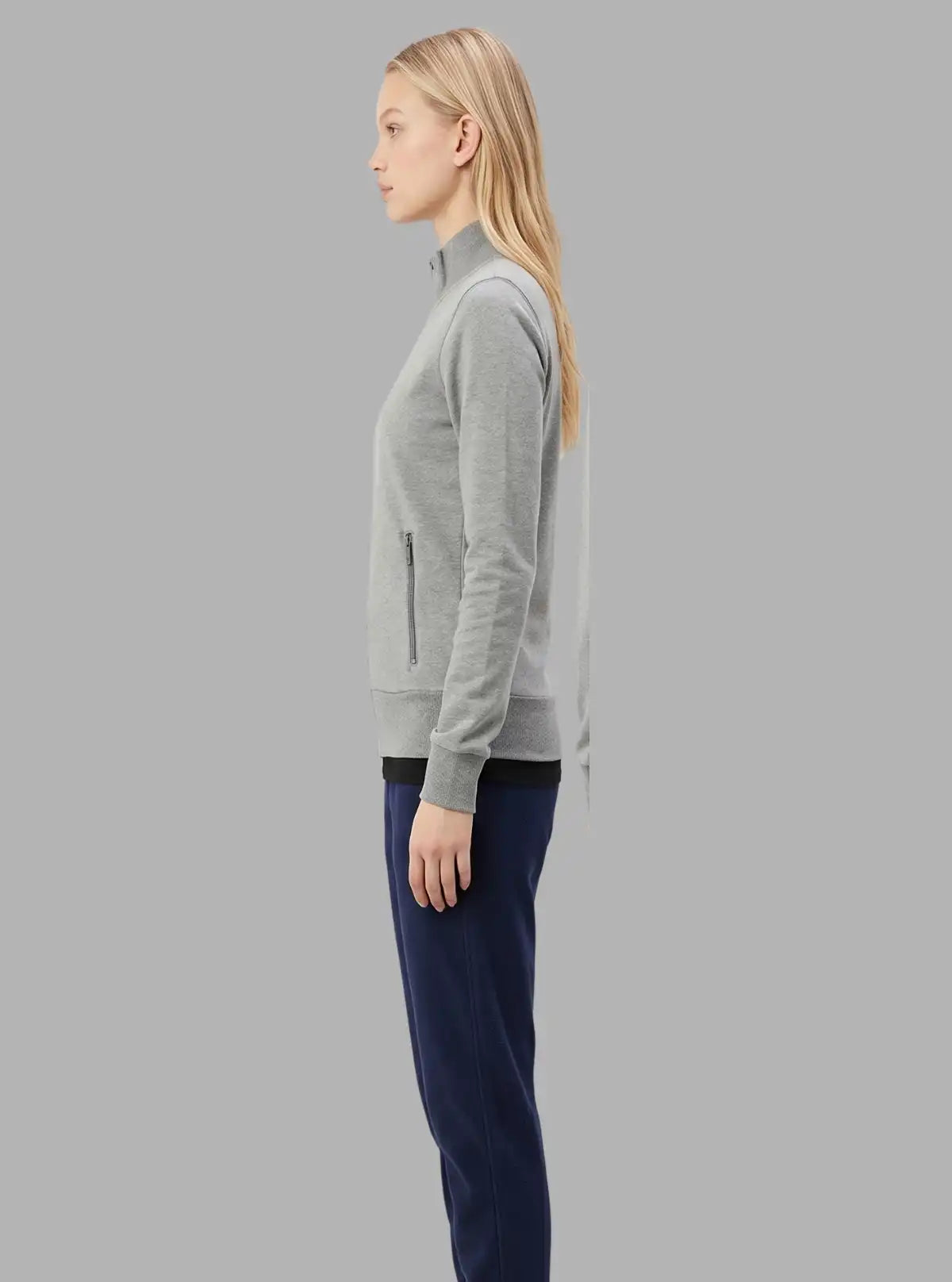Women’s Charcoal Melange Full Sleeve Zipper Sweatshirt in Cotton Fleece