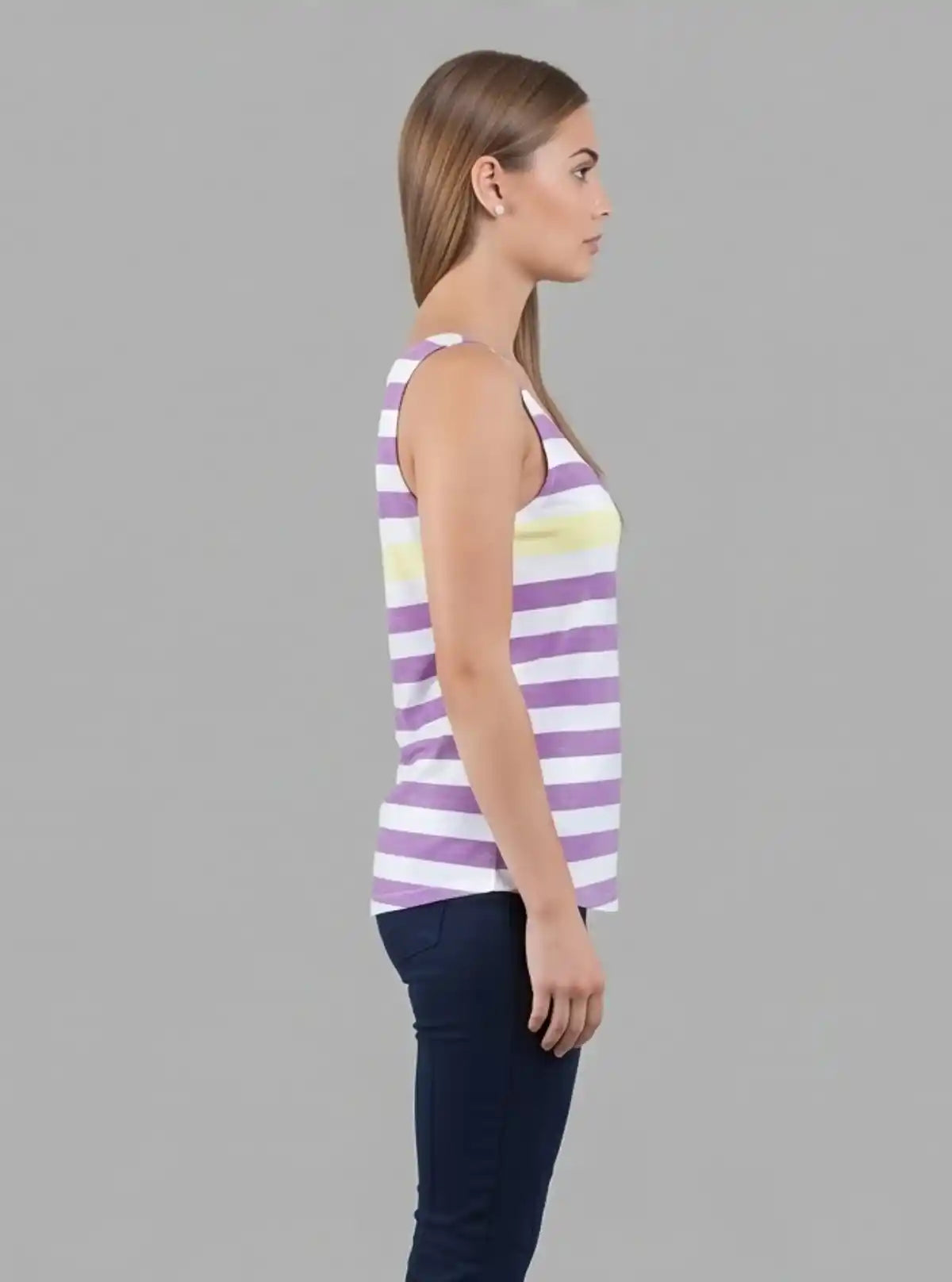 Women’s Purple Striped Sleeveless Top – Stylish Cotton Jersey by Boer and Fitch