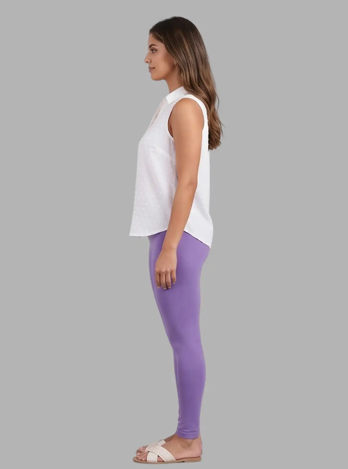 Women's Lilac Ankle Legging – Cotton Elastane Feather-Touch Jersey by Boer & Fitch