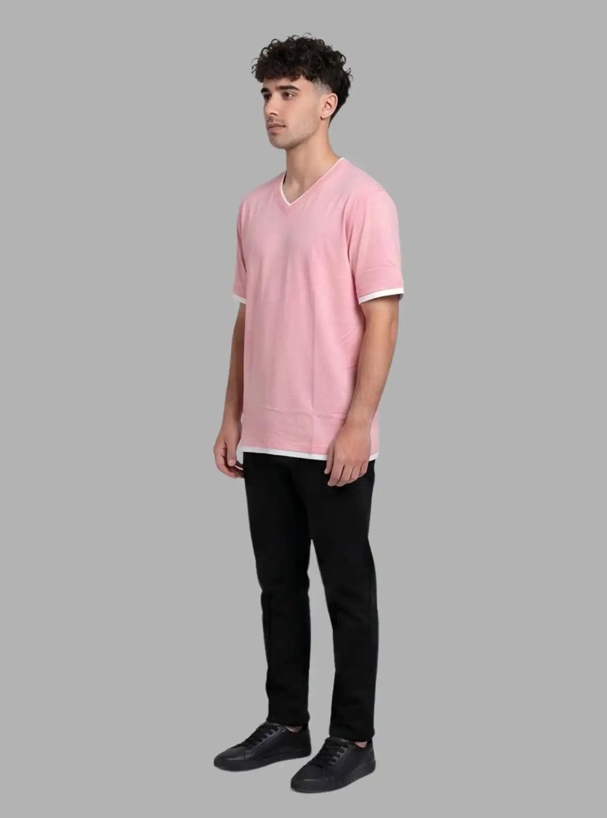 Pink V-Neck T-Shirt for Men – Stylish Casual Cotton Tee by Boer and Fitch