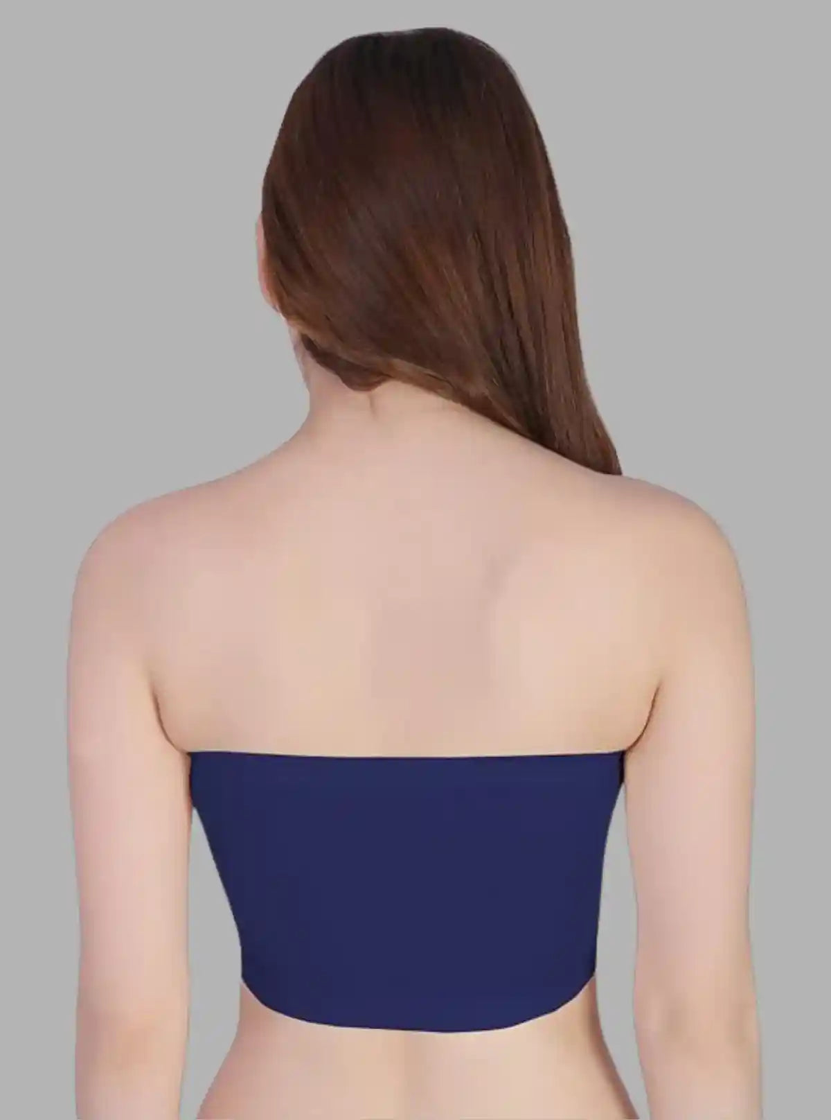 Women’s Ink Blue Tube Bra in Cotton Elastane – Soft, Seamless & Stretchable