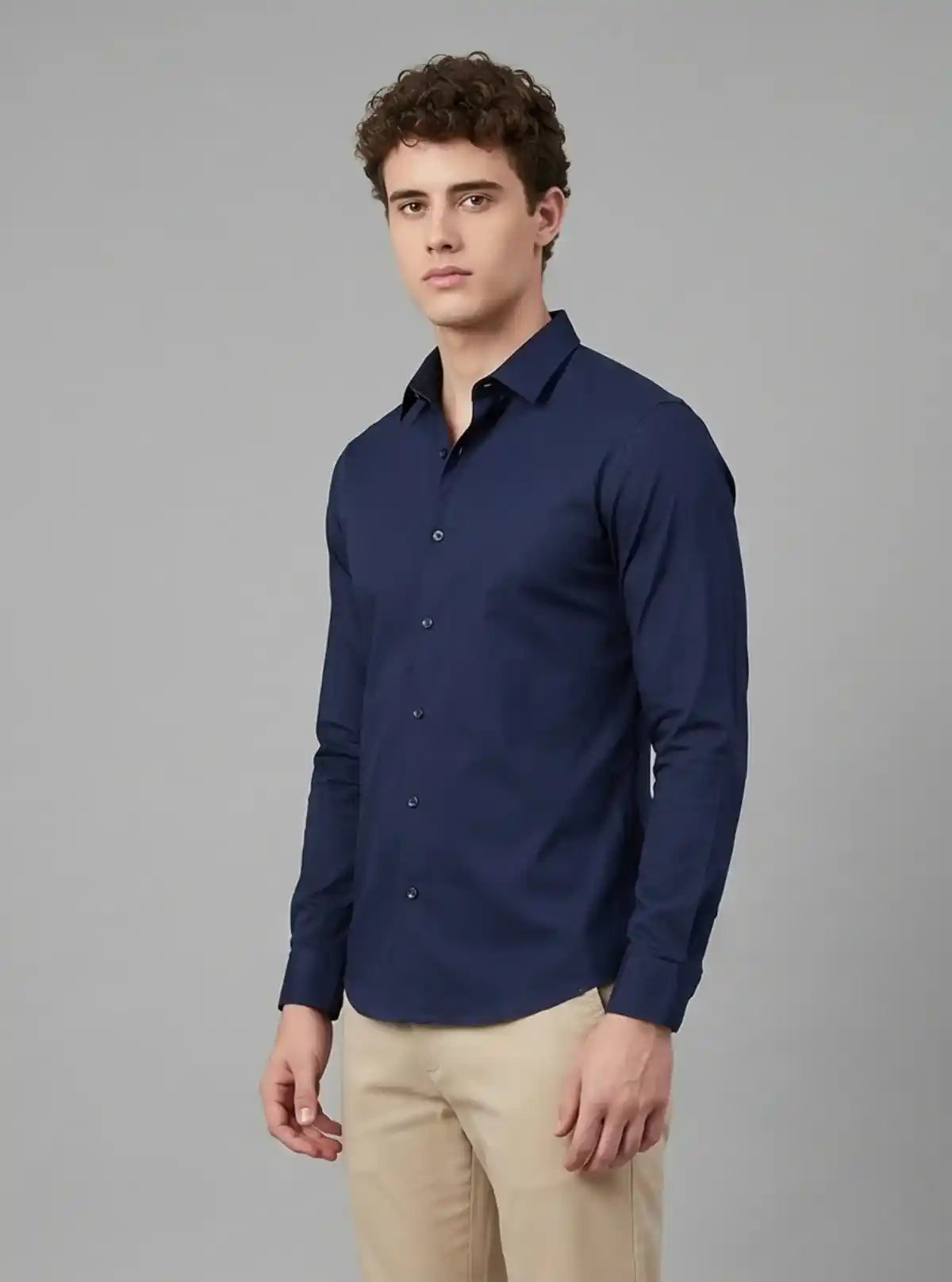 Men's Navy Long Sleeve Poly Shirt – Sharp, Sophisticated & Versatile by Boer and Fitch