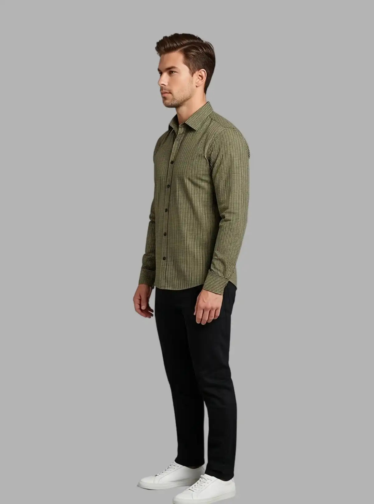 Yellow Checked Slim Fit Full Sleeve Shirt for Men – Casual & Smart by Boer and Fitch