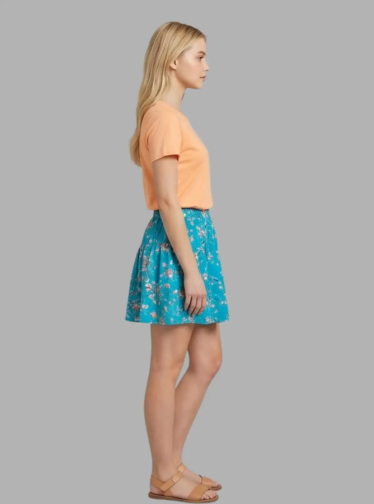Women’s Sky Blue Floral Print Skirt – Chic & Elegant | Boer & Fitch