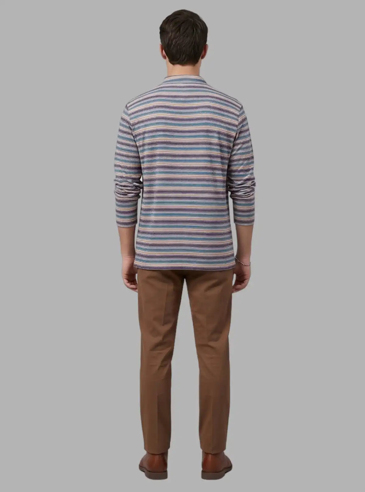 Boer and Fitch Men’s Multicolor Striped Full Sleeve Cotton T-Shirt