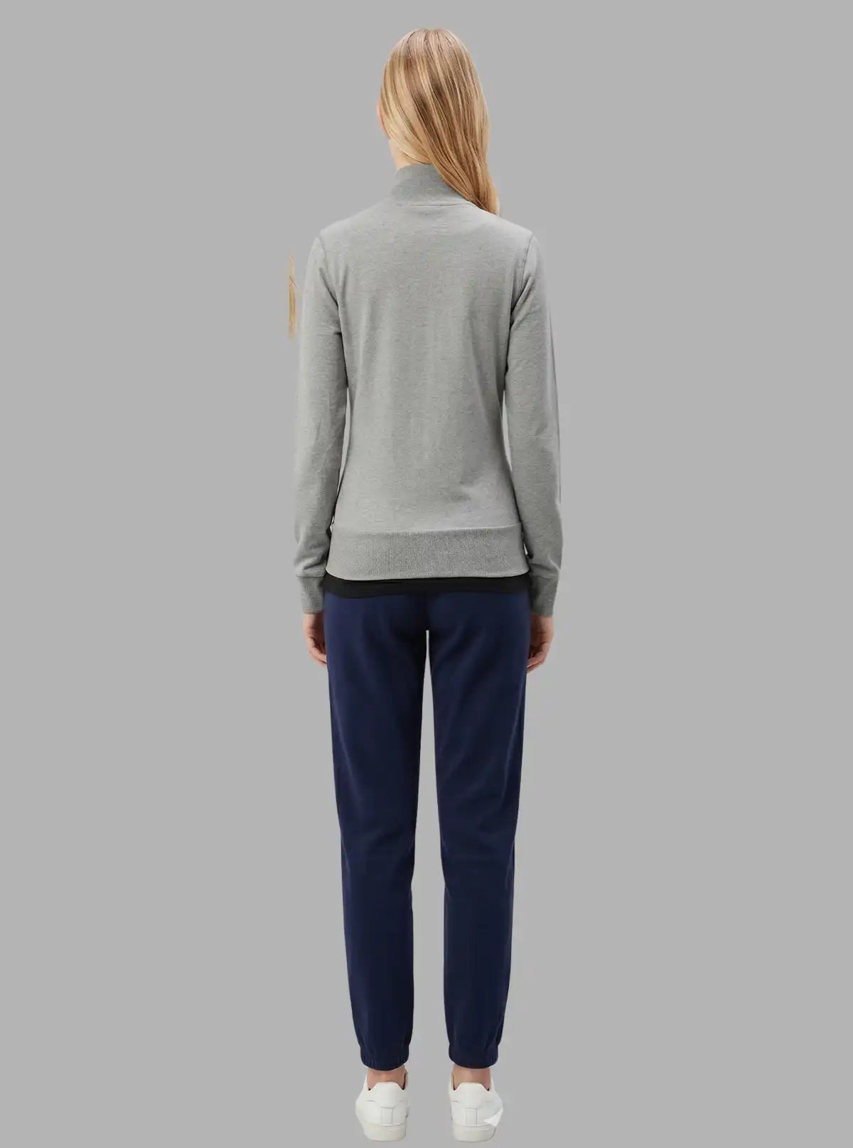 Women’s Charcoal Melange Full Sleeve Zipper Sweatshirt in Cotton Fleece