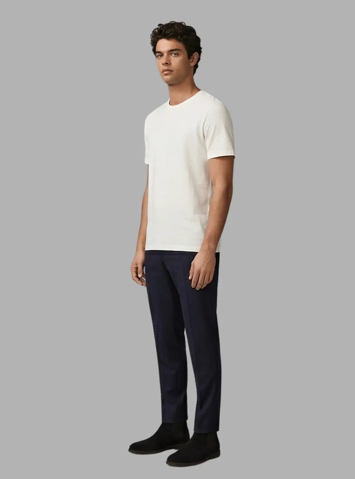 Men's White Slub Jersey Crew Neck Cotton Short Sleeve T-Shirt by Boer and Fitch