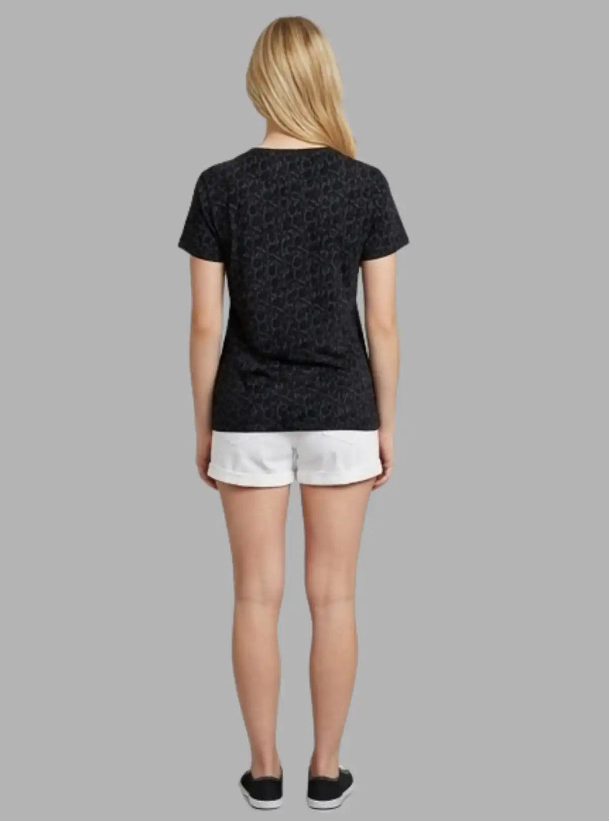 Boer and Fitch Black Distressed V Neck Cotton T-Shirt for Women
